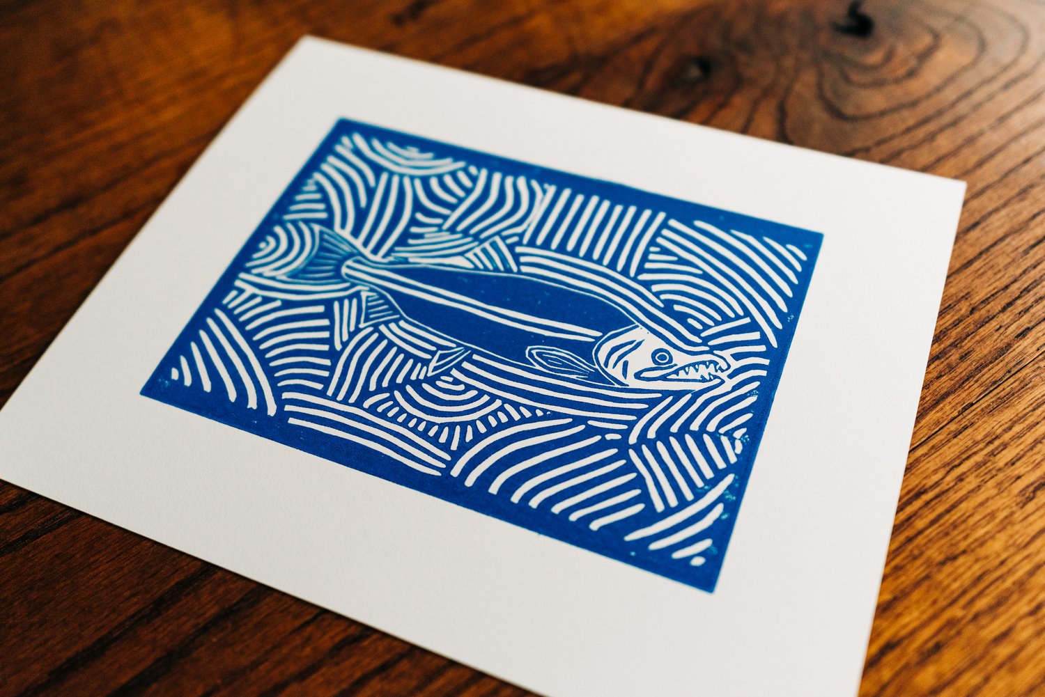 Salmon Linocut Block Print — Our Wild Puget Sound