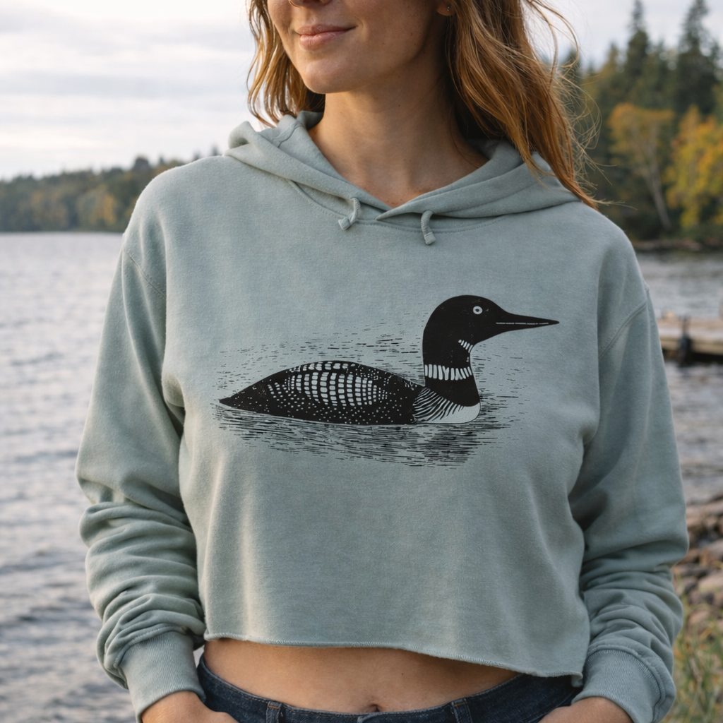 Common Loon Cropped Hooded Sweatshirt