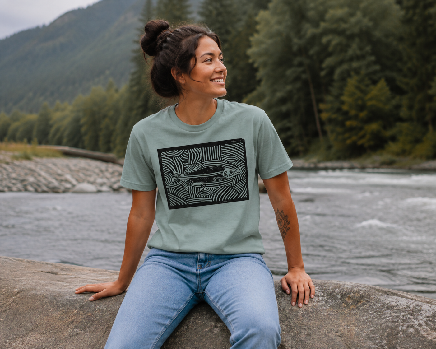 Salmon Block Print Unisex Tee