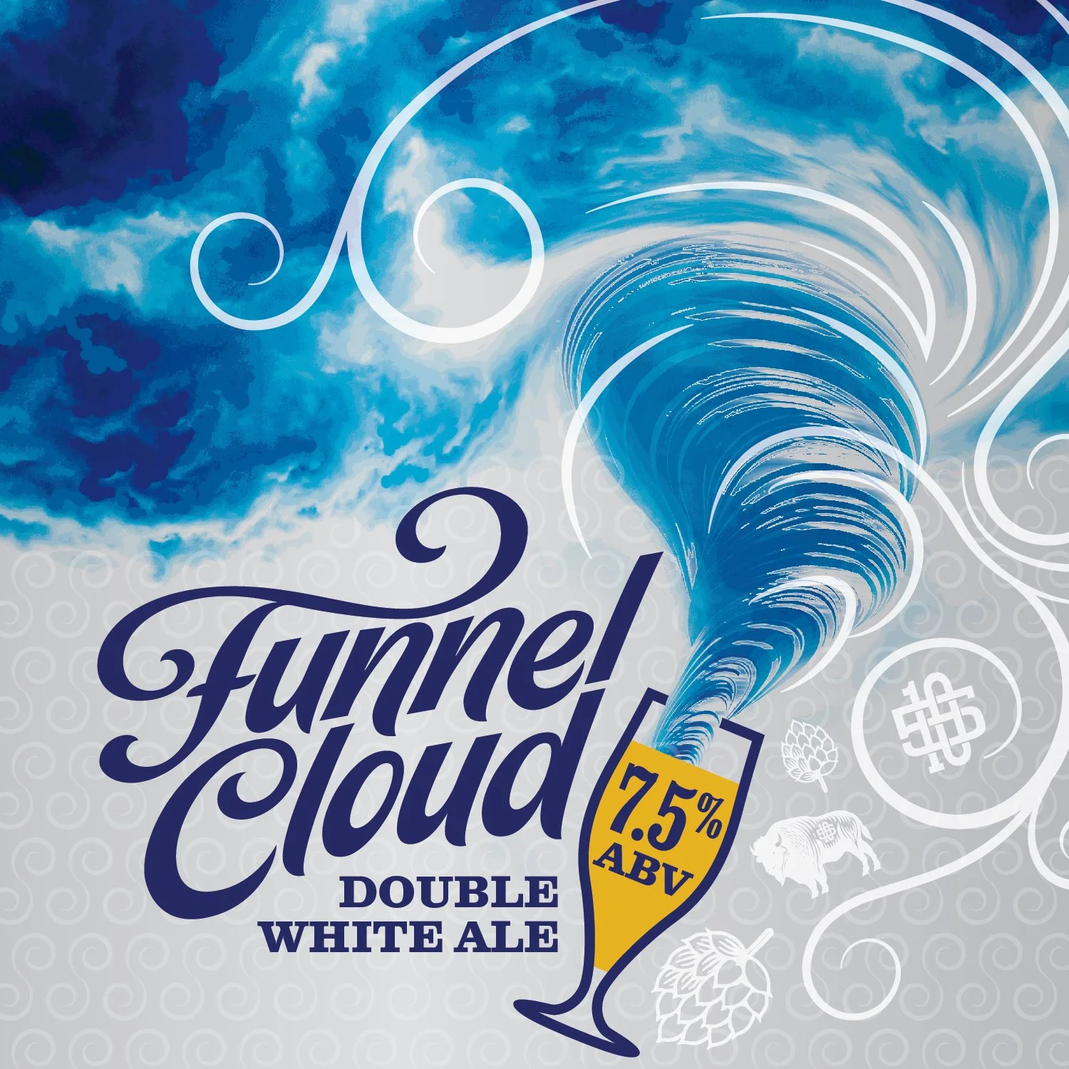 Dark skies gather on the horizon as Funnel Cloud rolls in with surprising force. This bold Double White Ale takes the refreshing citrus and spice character of a traditional witbier and amplifies it into a full-bodied storm of flavor. Notes of sweet o