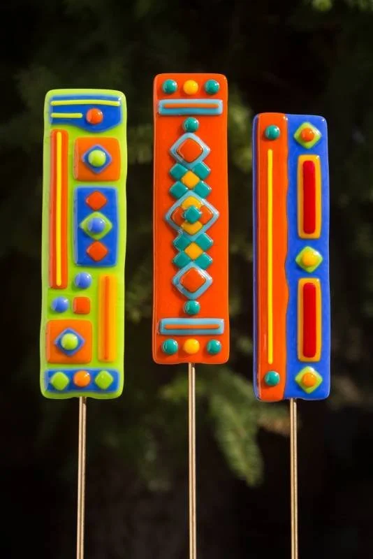Art in the Garden: Fused Geometric Plant Stakes