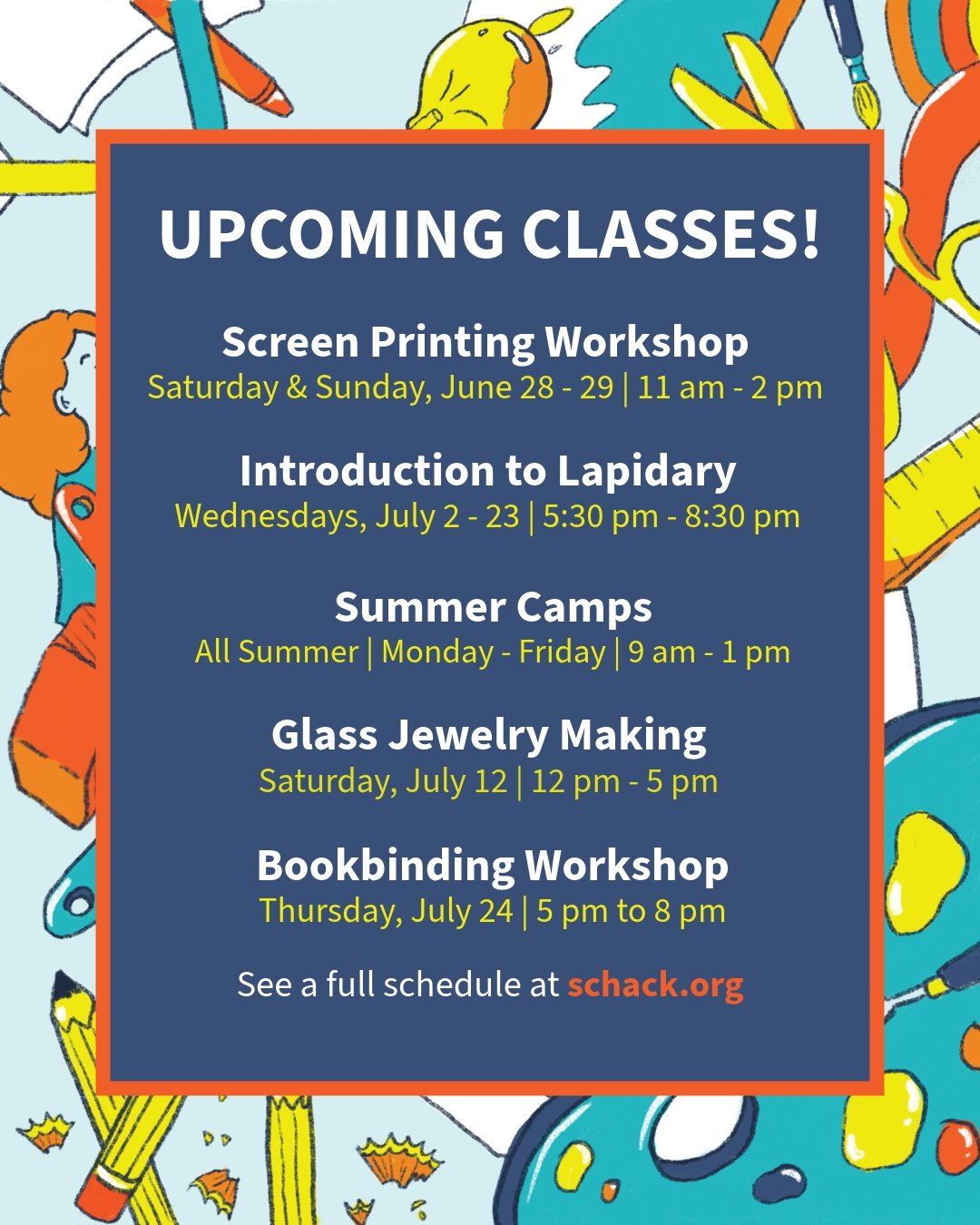 Coming up next at Schack Art Center!

Check out schack.org/all for the full lineup of upcoming classes.

#schack #schackartcenter #downtowneverett #dteverett #artswa #artclass #everett #everettwa
