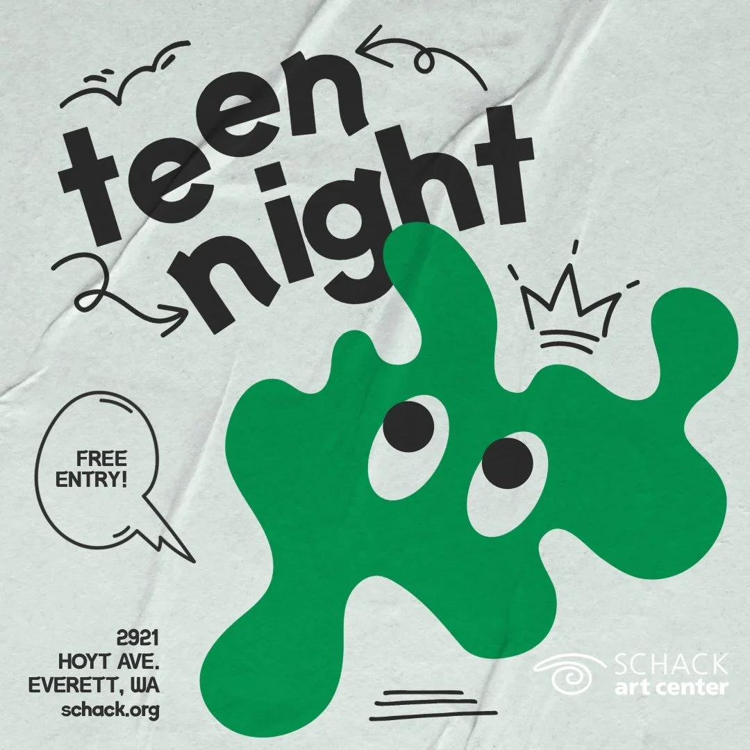 TEEN NIGHT | OCTOBER 16 | 5 - 7pm

Teens will create unique artwork inspired by a monthly theme. This month's theme is 3D Art, with activities lead by local artists that allow teens to explore different mediums and art styles.

Teens can also check o