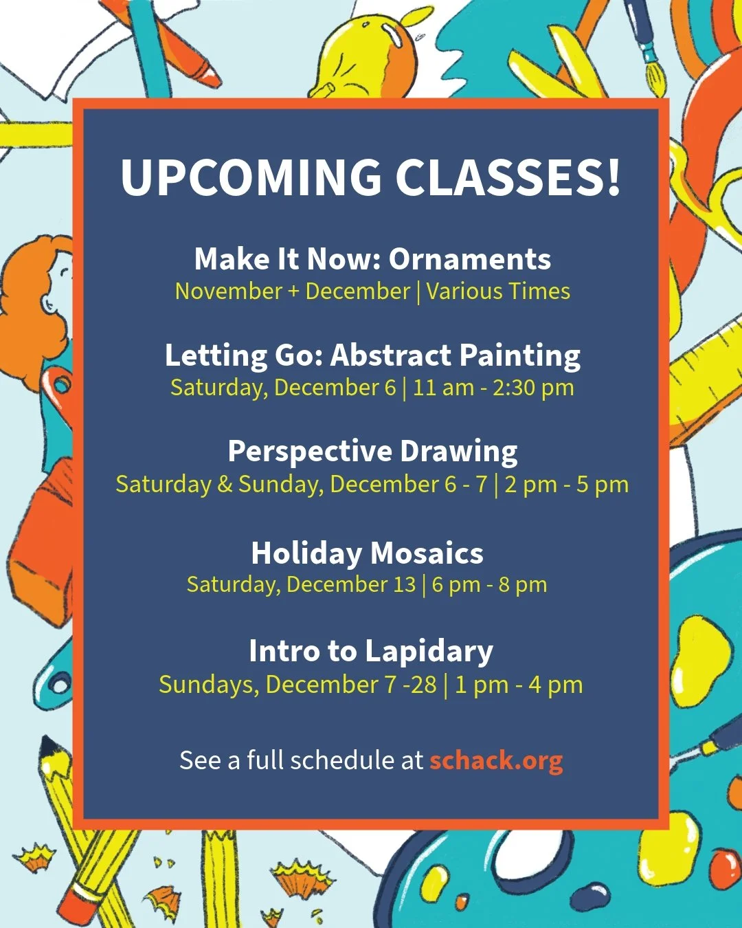 Coming up next at Schack Art Center!

Check out schack.org/all for the full lineup of upcoming classes.

#schack #schackartcenter #downtowneverett #dteverett #artswa #artclass #everett #everettwa