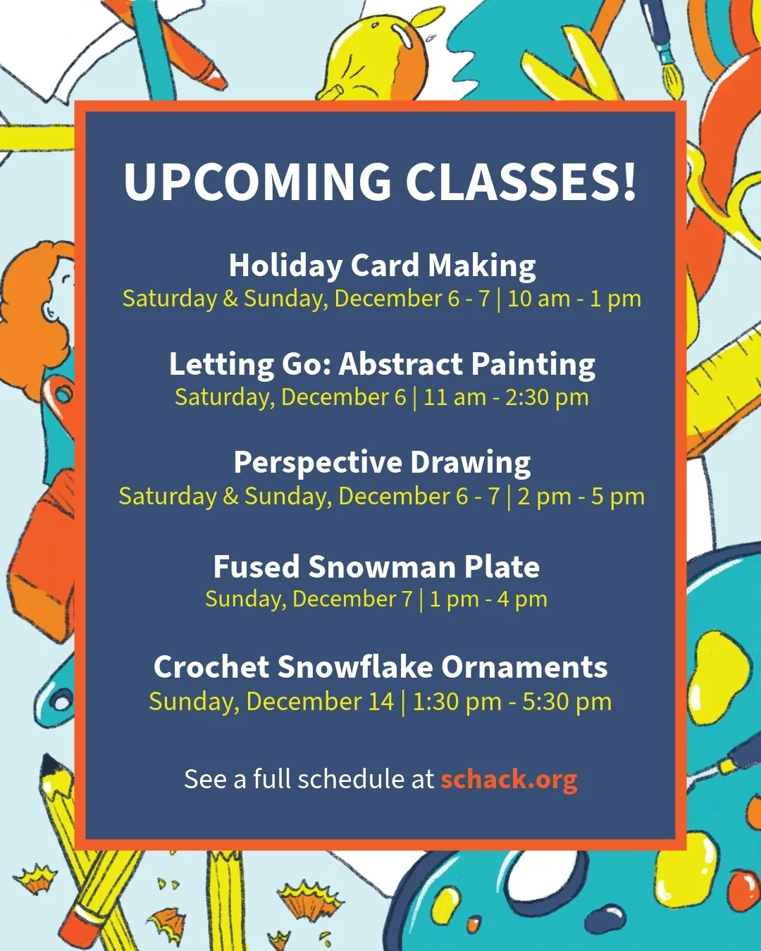 Coming up next at Schack Art Center!

Check out schack.org/all for the full lineup of upcoming classes.

#schack #schackartcenter #downtowneverett #dteverett #artswa #artclass #everett #everettwa