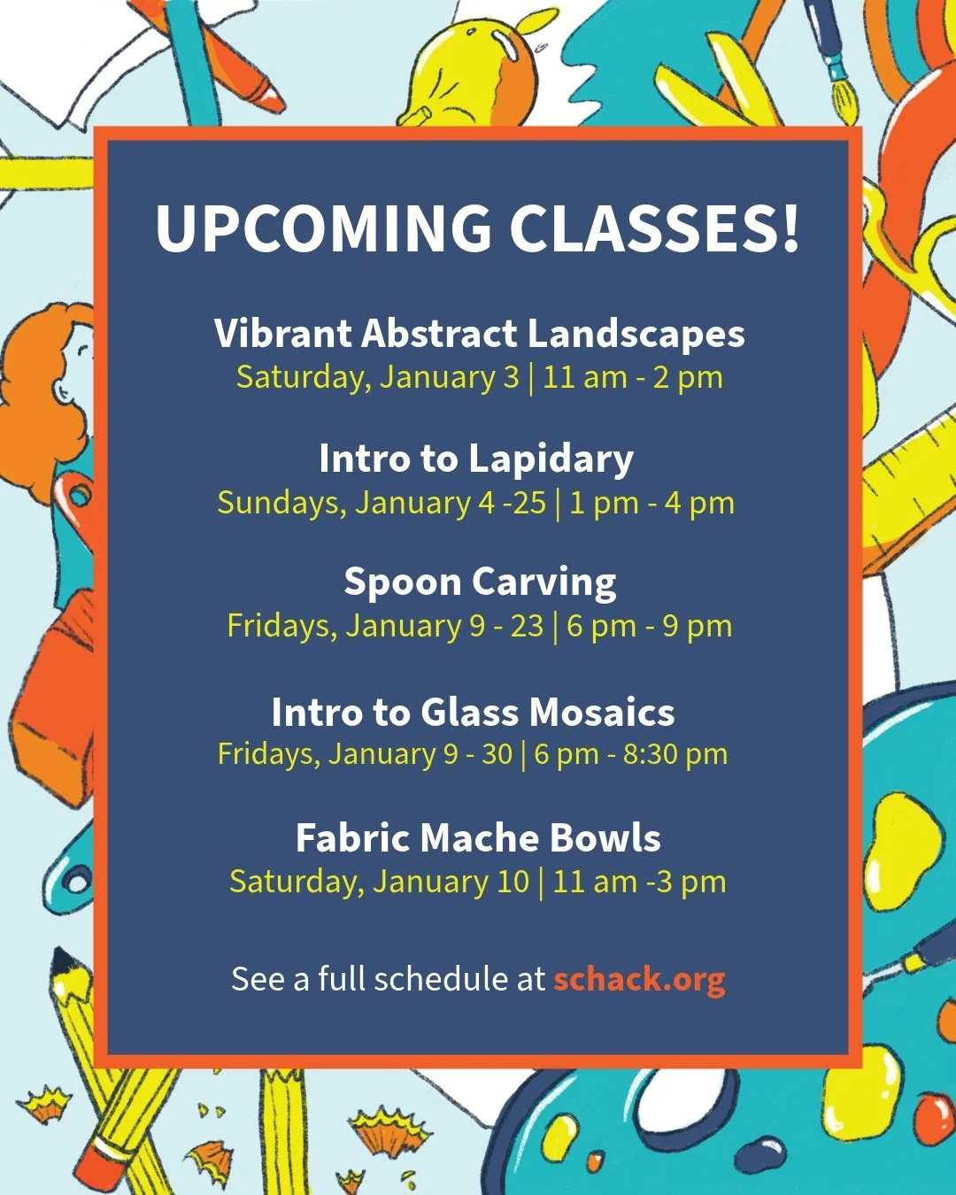 Coming up next at Schack Art Center!

Check out schack.org/all for the full lineup of upcoming classes. 

#schack #schackartcenter #downtowneverett #dteverett #artswa #artclass #everett #everettwa