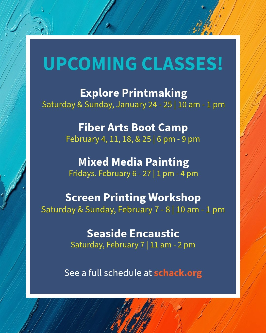 Coming up next at Schack Art Center!

Check out schack.org/all for the full lineup of upcoming classes.

#schack #schackartcenter #downtowneverett #dteverett #artswa #artclass #everett #everettwa