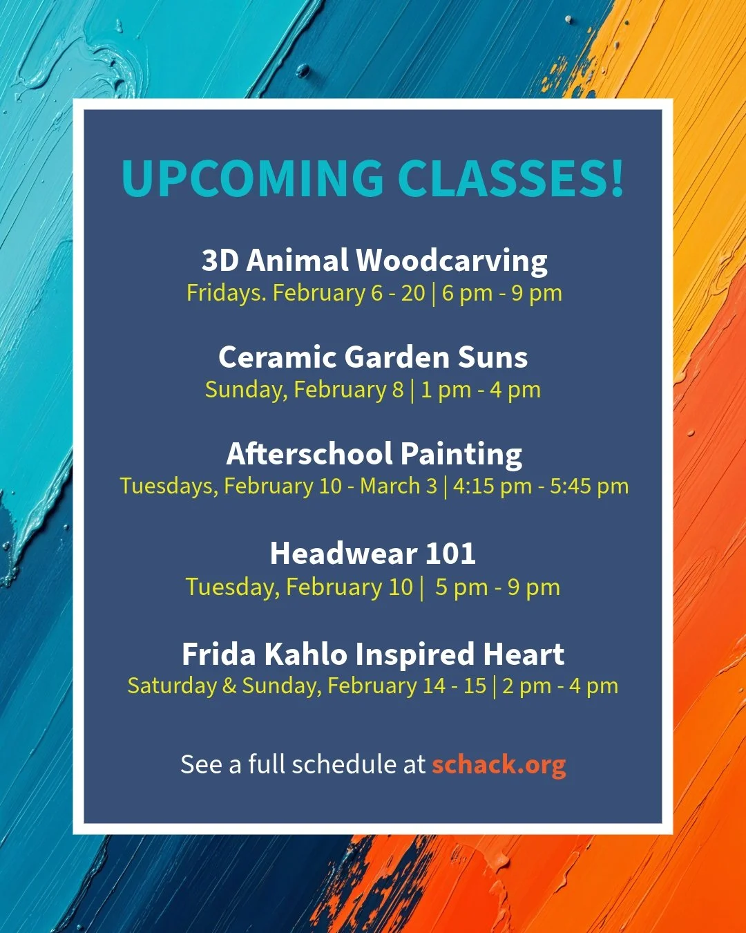 Coming up next at Schack Art Center!

Check out schack.org/all for the full lineup of upcoming classes.

#schack #schackartcenter #downtowneverett #dteverett #artswa #artclass #everett #everettwa