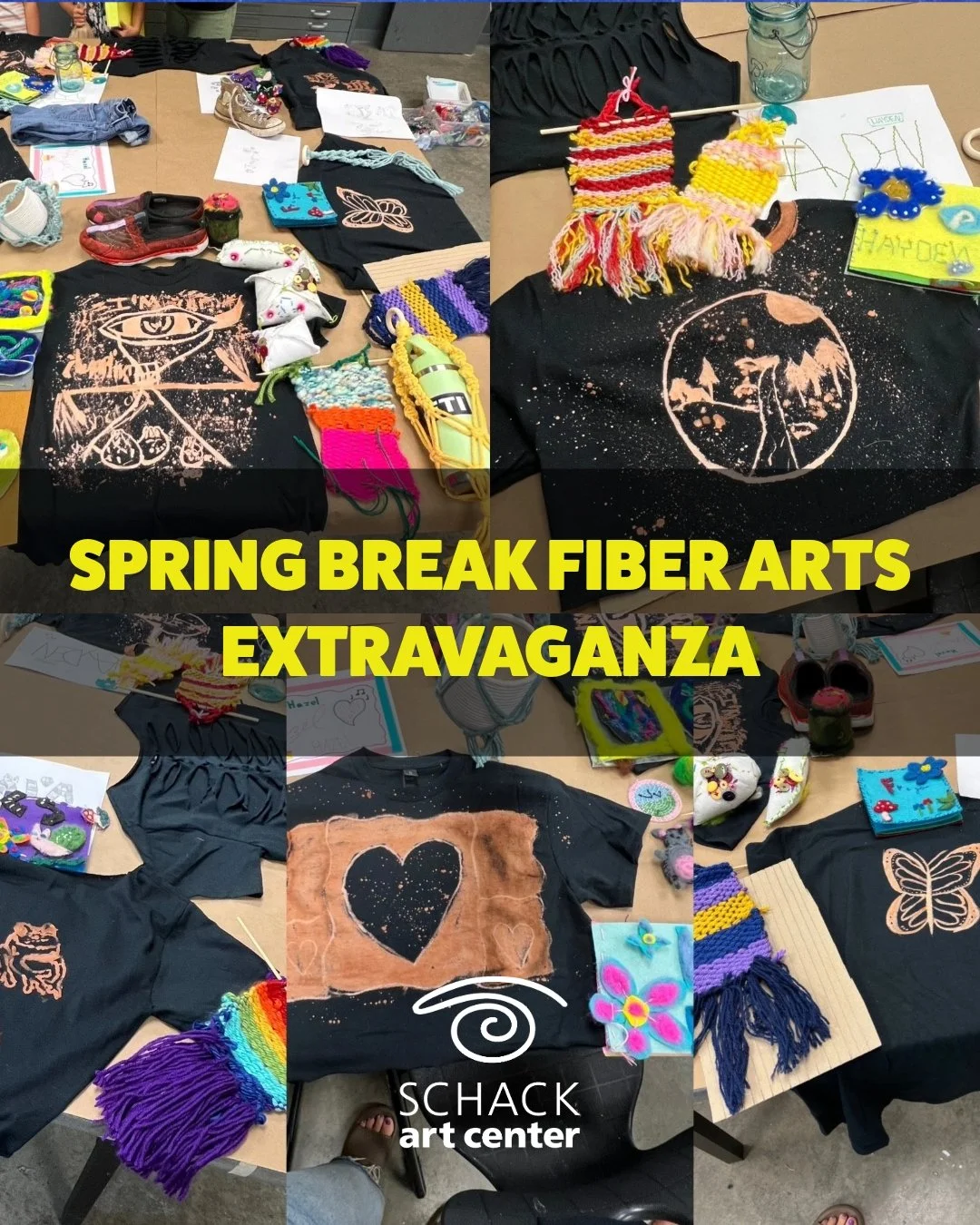 Spring Break Fiber Arts Extravaganza!
Dates: Monday - Friday, April 6 - 10, 9 am-12:30 pm
Fee: $275
Ages: 10 - 14
Levels: All Levels
Instructor: Isolde Beebe

This hands-on fiber art boot camp is a fun, creative adventure where students explore the w