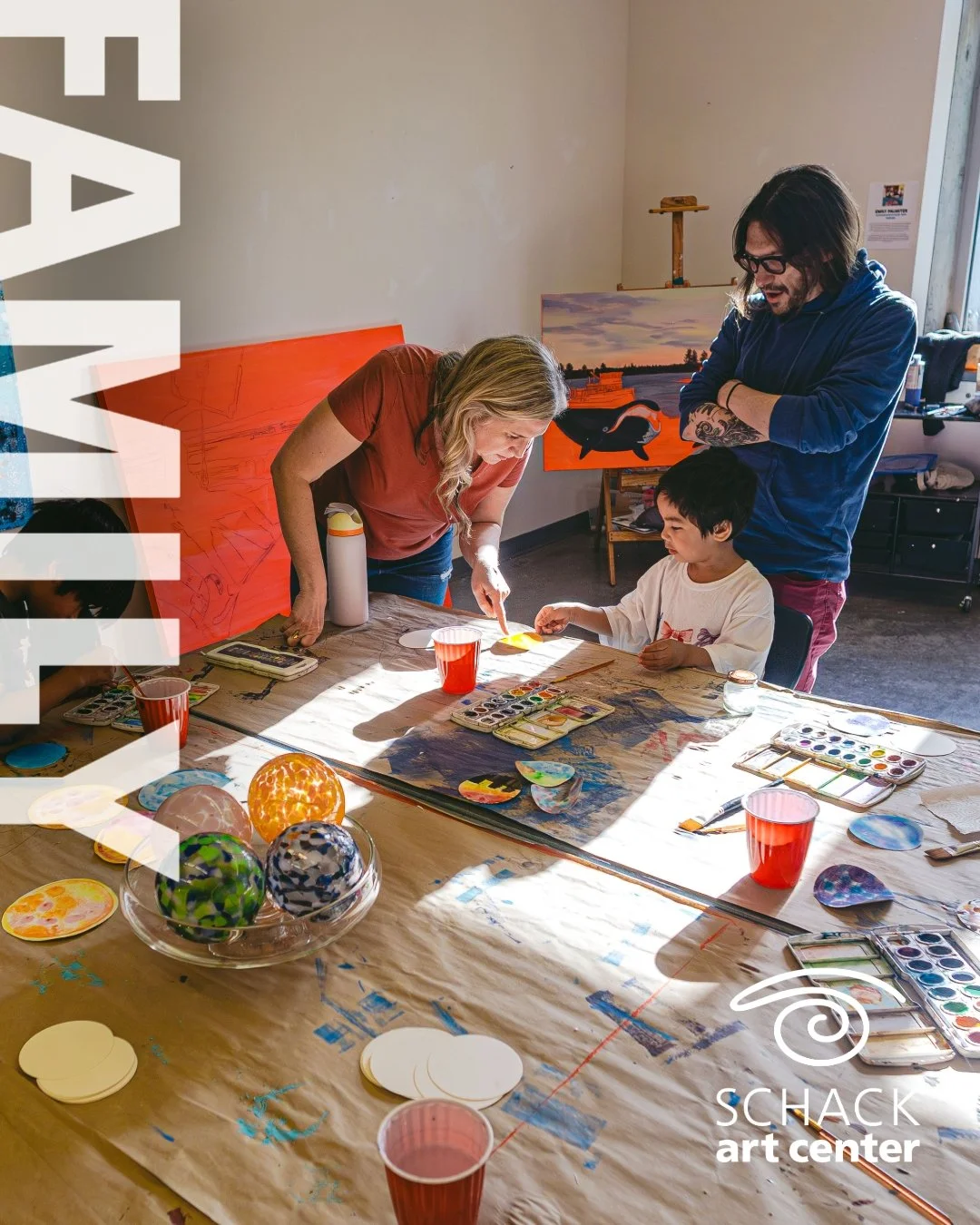 Join us at Schack Art Center for an evening of art activities, story times, raffle prizes, and community connection. This all-ages event is a chance to gather, create, and experience the arts in an inclusive and welcoming environment.

FAMILY NIGHT
N