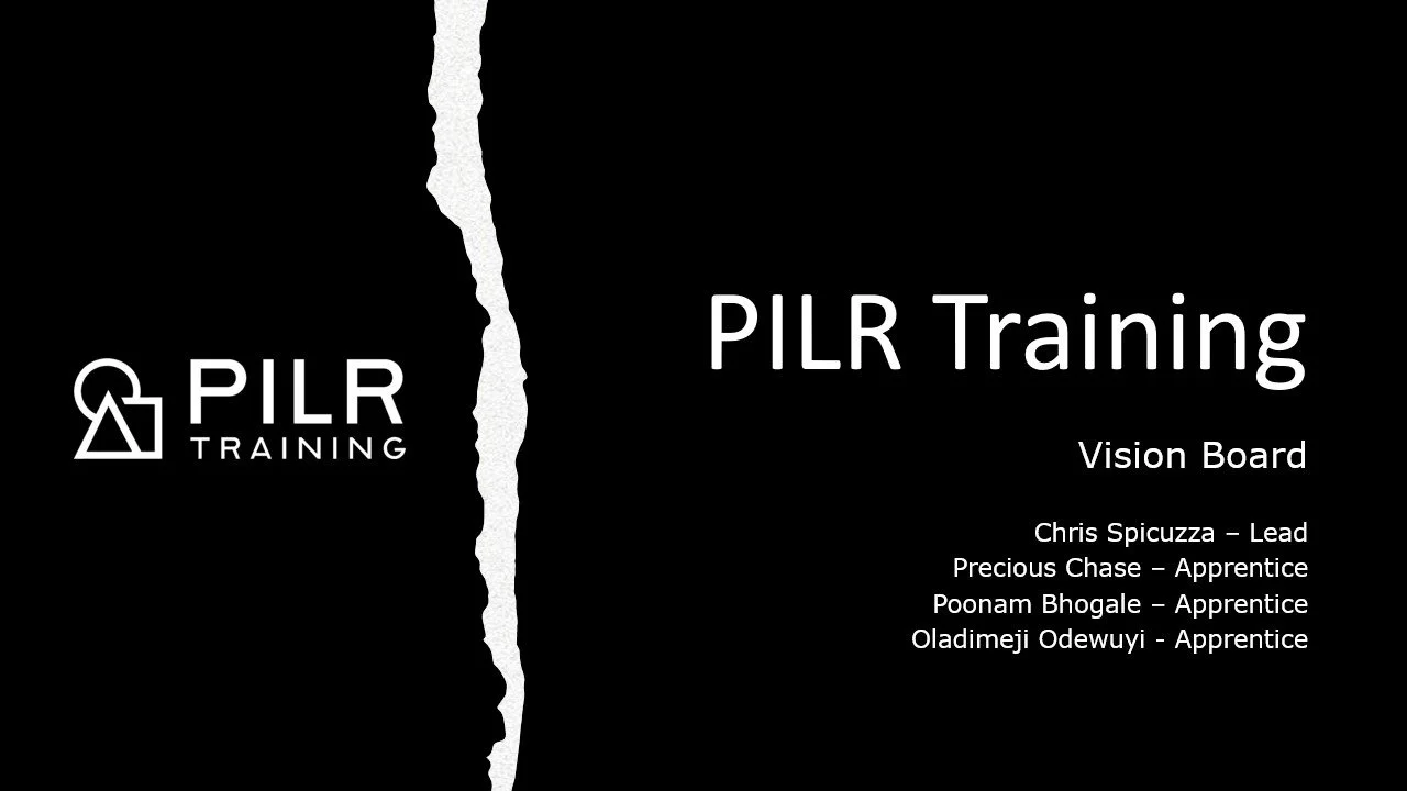Title Slide - PILR Training vision board