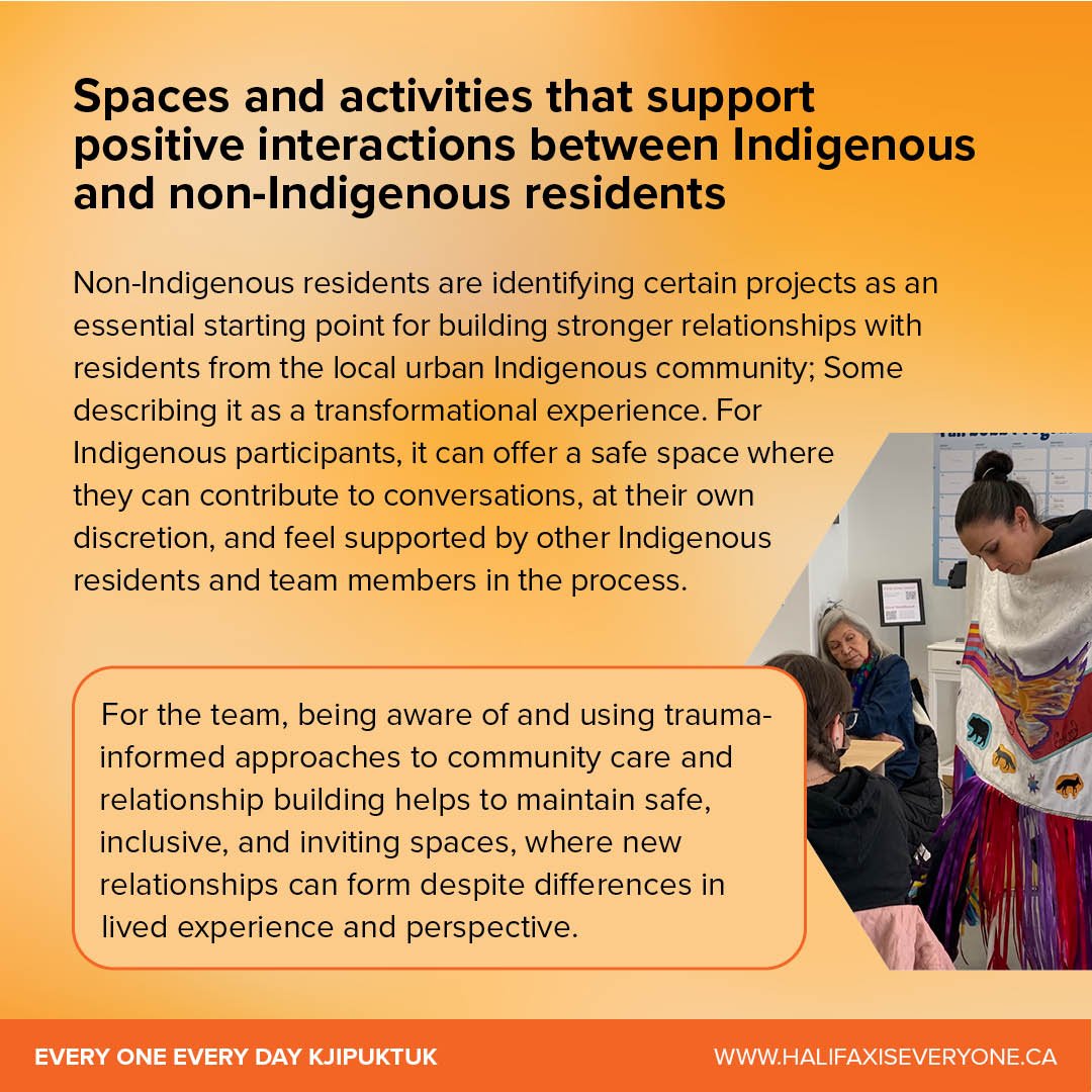 Spaces and activities that support  positive interactions between Indigenous and non-Indigenous residents