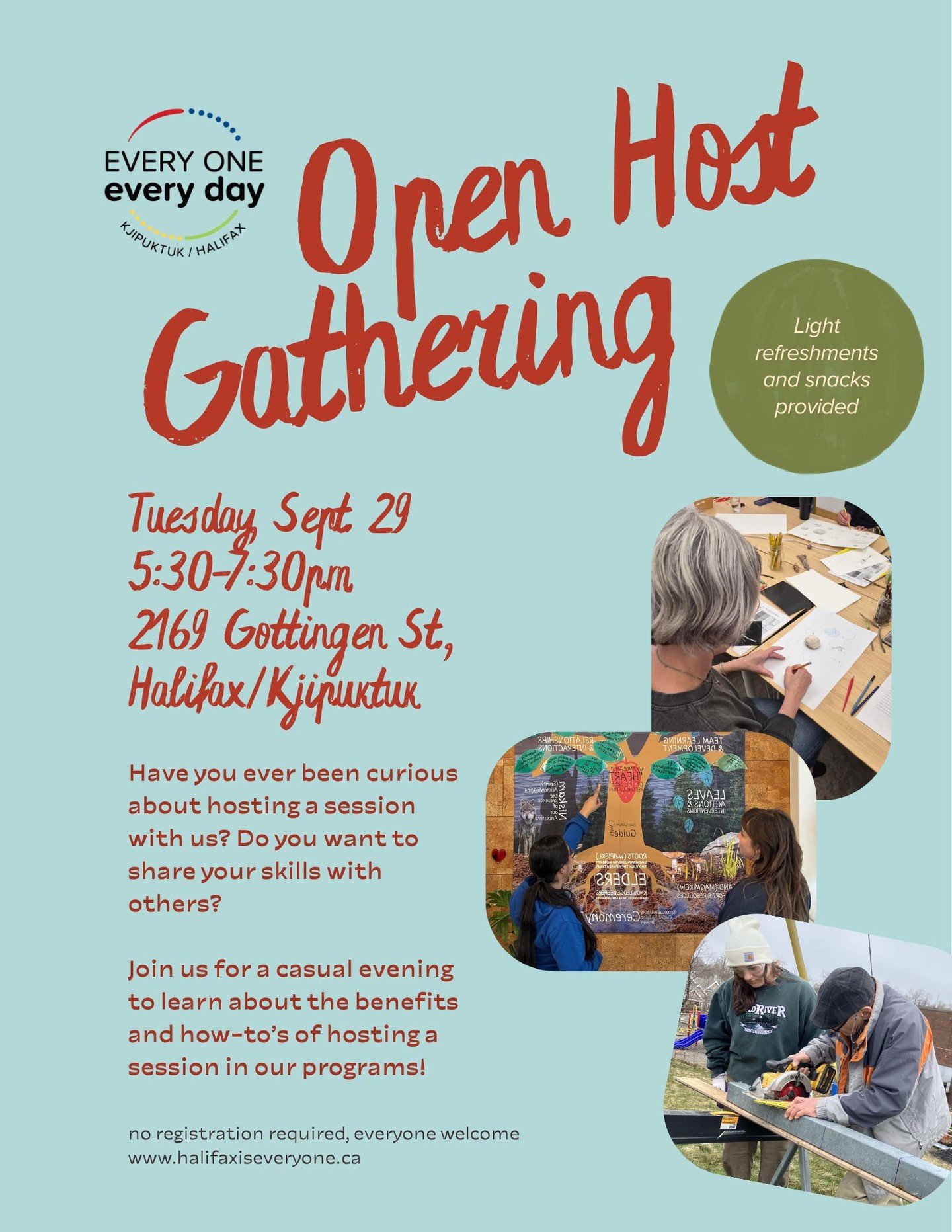 Join us on Tuesday, September 29 at the Neighbourhood Shop from 5:30-7:30pm for our Open Host Gathering!
 
This Fall Program, we're exploring the many ways that neighbours can get their hands busy at the Shop! Have you ever wanted to share your skill