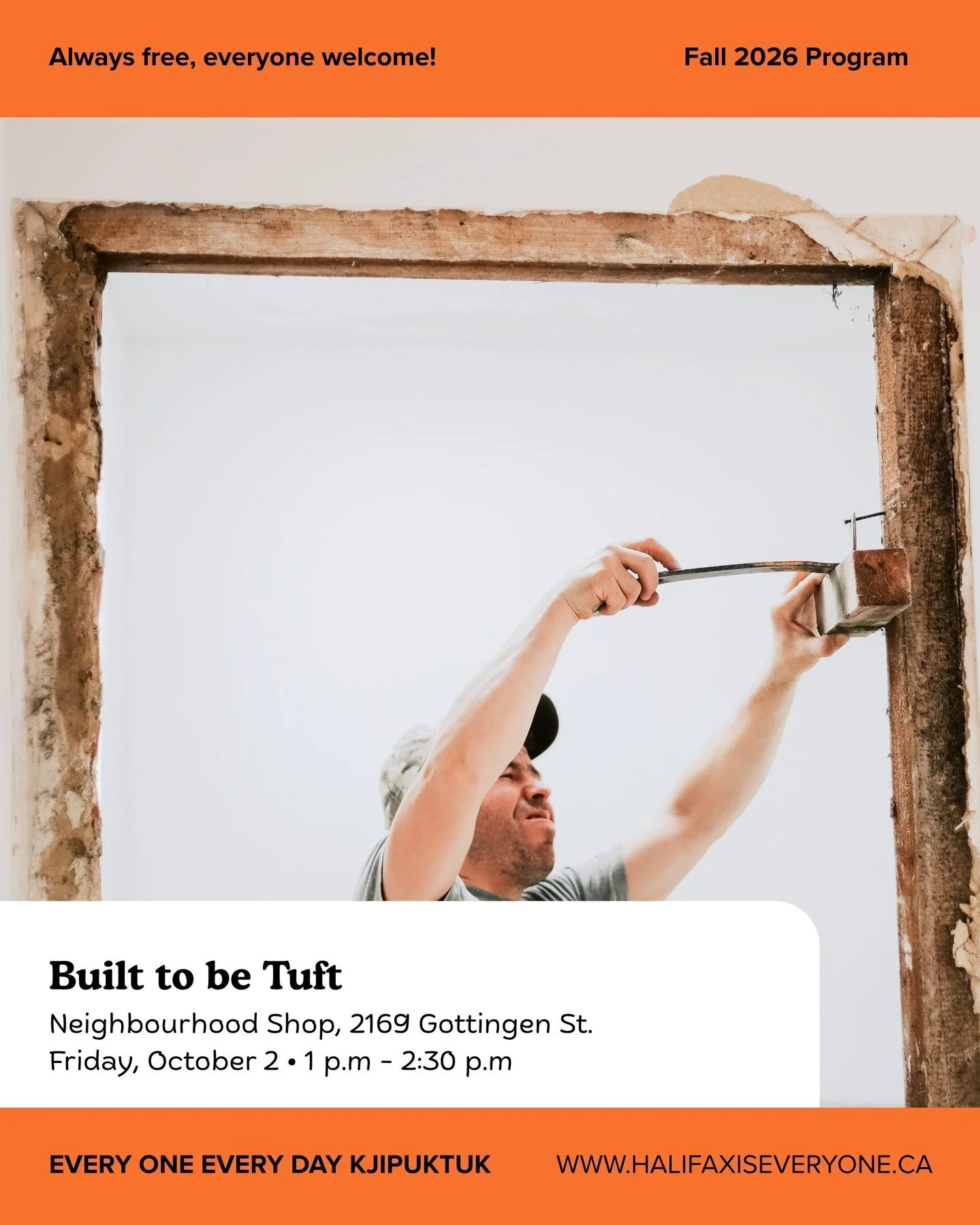 Friday is for making things together! Help build something new for the Shop, then stick around to work on a project of your own.

Built to be Tuft | 1:00 p.m. &ndash; 2:30 p.m.
Help us build a tufting frame for the Neighbourhood Shop&rsquo;s new indu