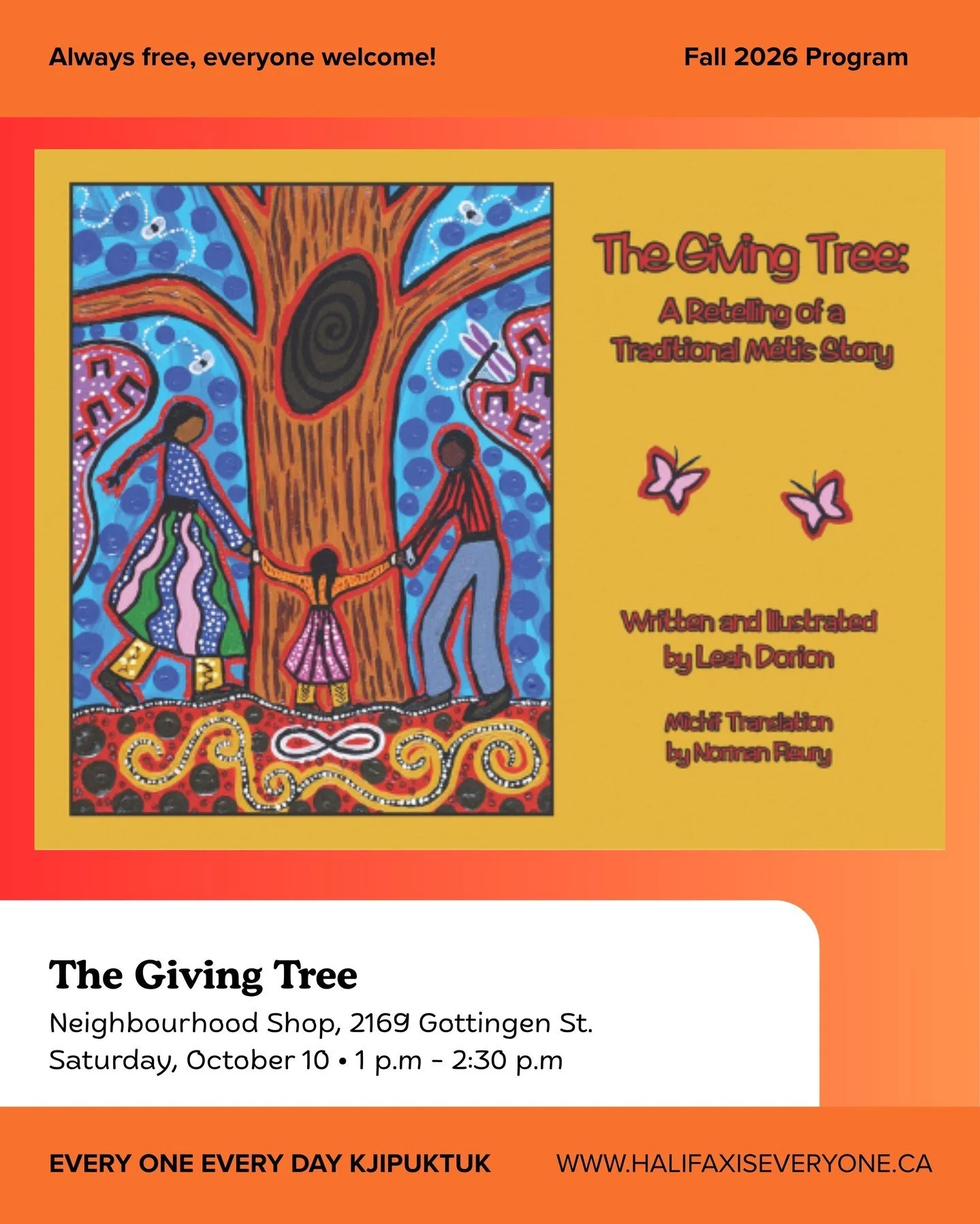 Take a little time for yourself and your neighbours this Saturday. There&rsquo;s something to discover and space to make yourself at home at the Shop.

The Giving Tree | 1 p.m. &ndash; 2:30 p.m.
Explore M&eacute;tis culture through The Giving Tree, a