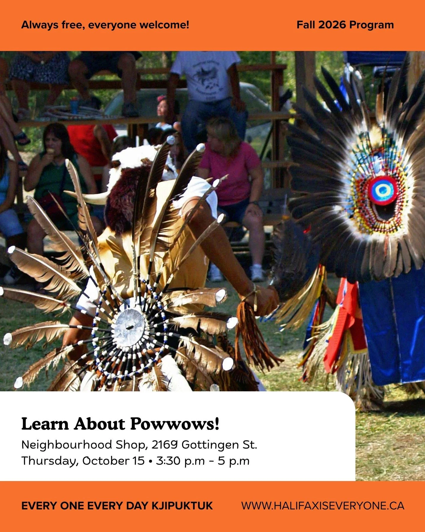 Bring your curiosity and spend some time learning alongside neighbours this Thursday. There&rsquo;s room for questions and conversations!

Learn About Powwows! | 3:30 p.m. &ndash; 5 p.m.
Learn the dos and don&rsquo;ts for powwow including respectful 