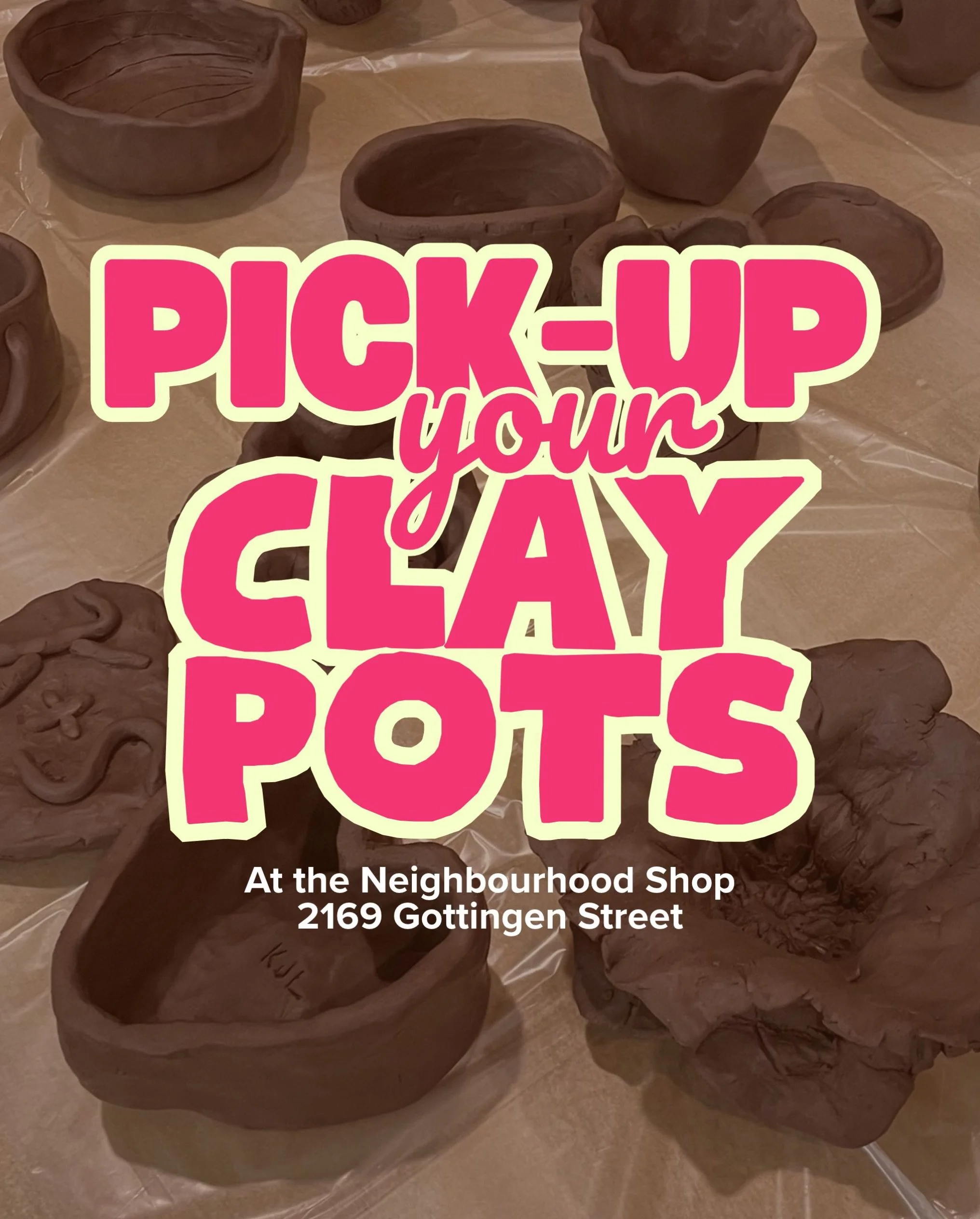 Your clay flower pots are ready for pick-up!
A little something you made with your own two hands is waiting for you at the Neighbourhood Shop!

If you participated in our Handbuilding Clay Flower Pots session on Wednesday, October 7th, your creations
