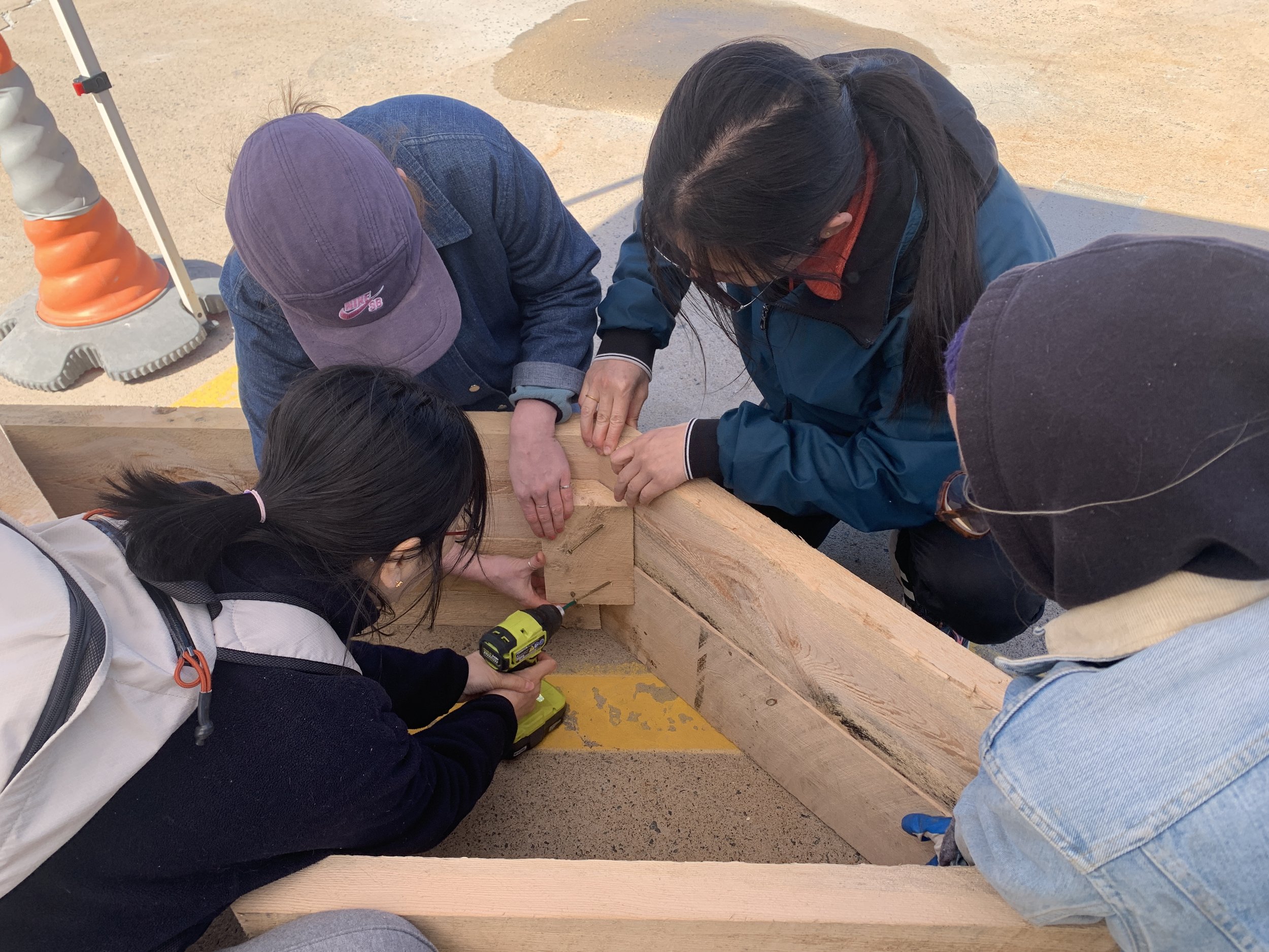 Making 8-pointed-star planters as part of the Shape This Space project, Spring 2023
