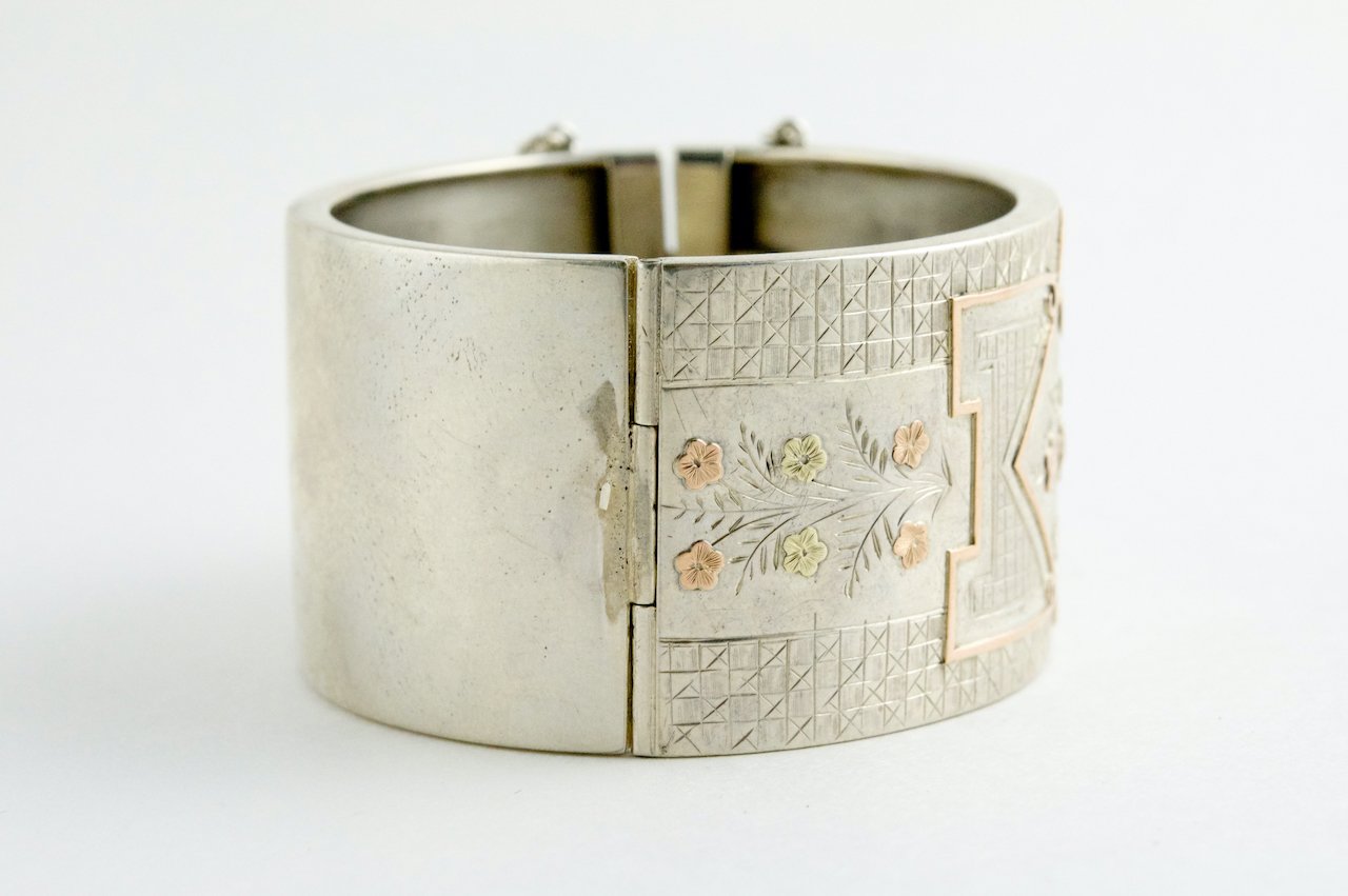 Vict. Silver Cuff w-Multigold Flowers-2.jpeg