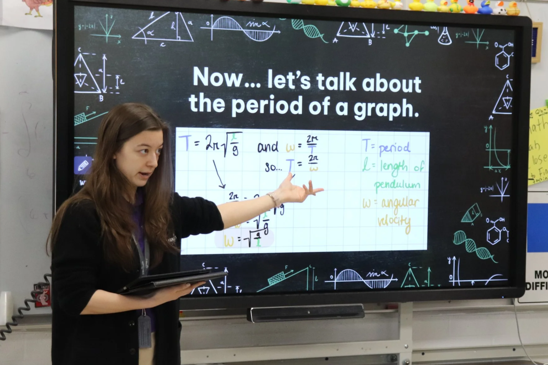 Student presenting in a mathematics class at St. Francis DeSales High School