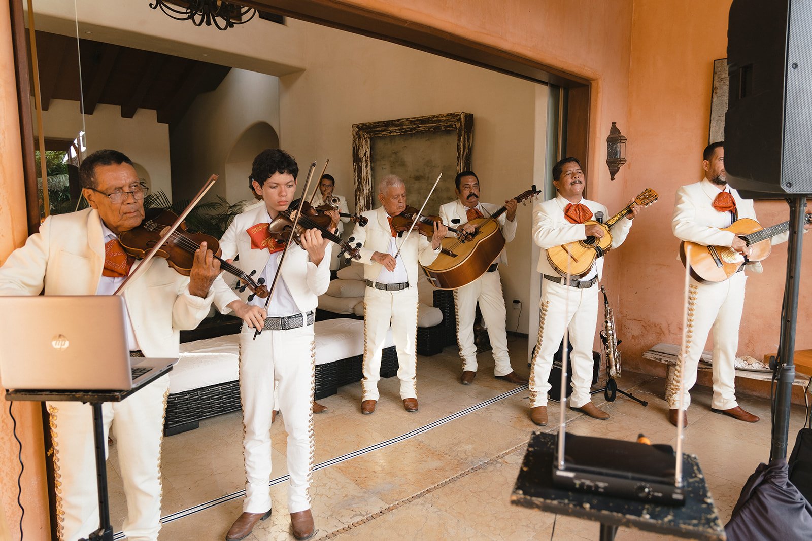 M & R wedding reception at Casa Angelina started with a local mariachi.
