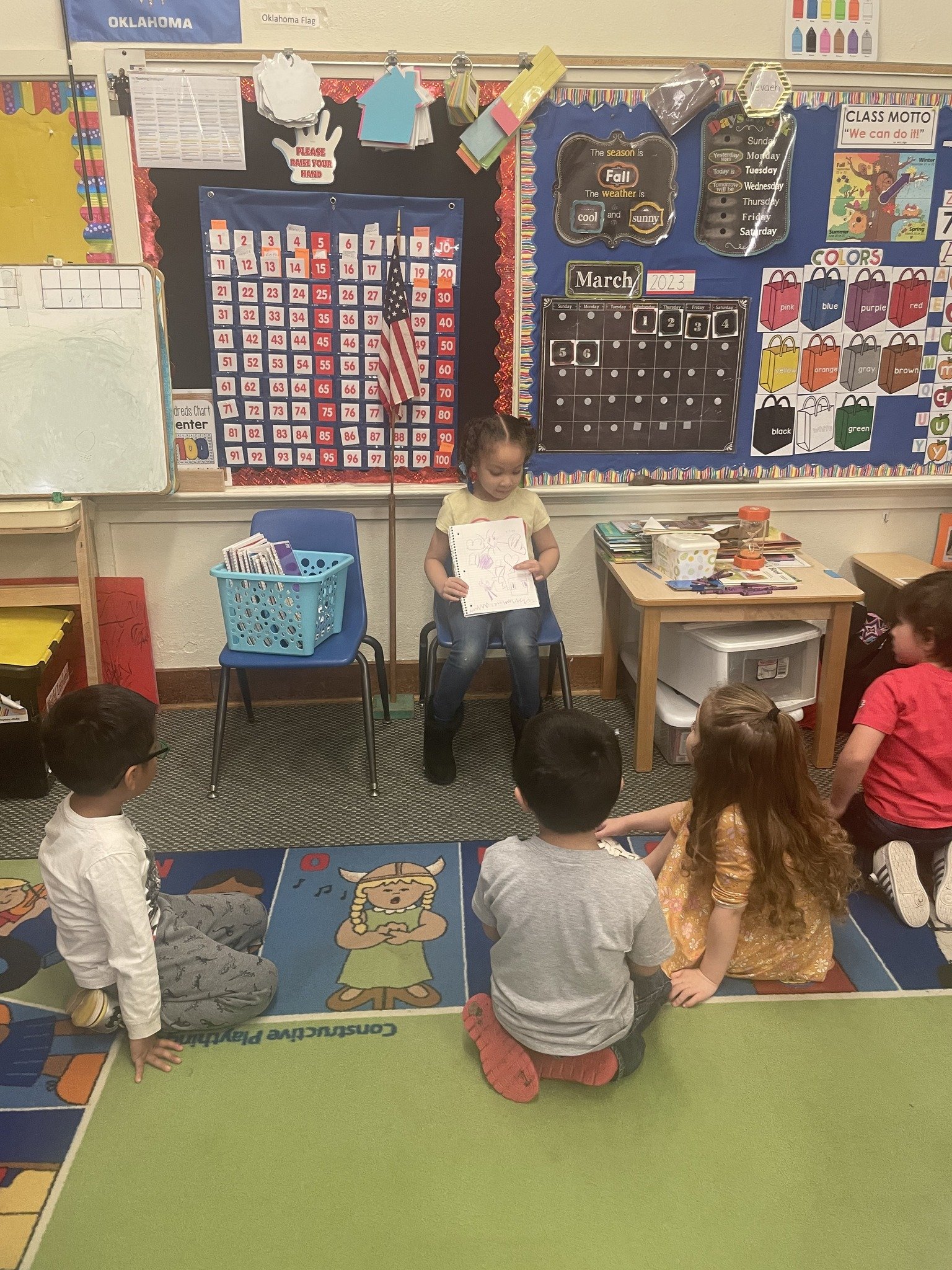  Mrs. Buentello, Wilson Pre-K Teacher said, "After reading Harold and the Purple Crayon, the children used a purple crayon to draw a picture in their journals. The children then shared their drawing with the class." 