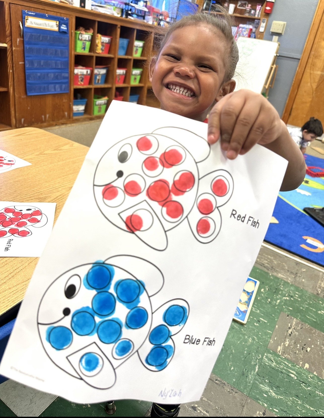  Wilson Head Start is celebrating Dr. Seuss Week.  Ny’Zaih was enjoying his One Fish Two Fish Red Fish Blue Fish! activity yesterday. 