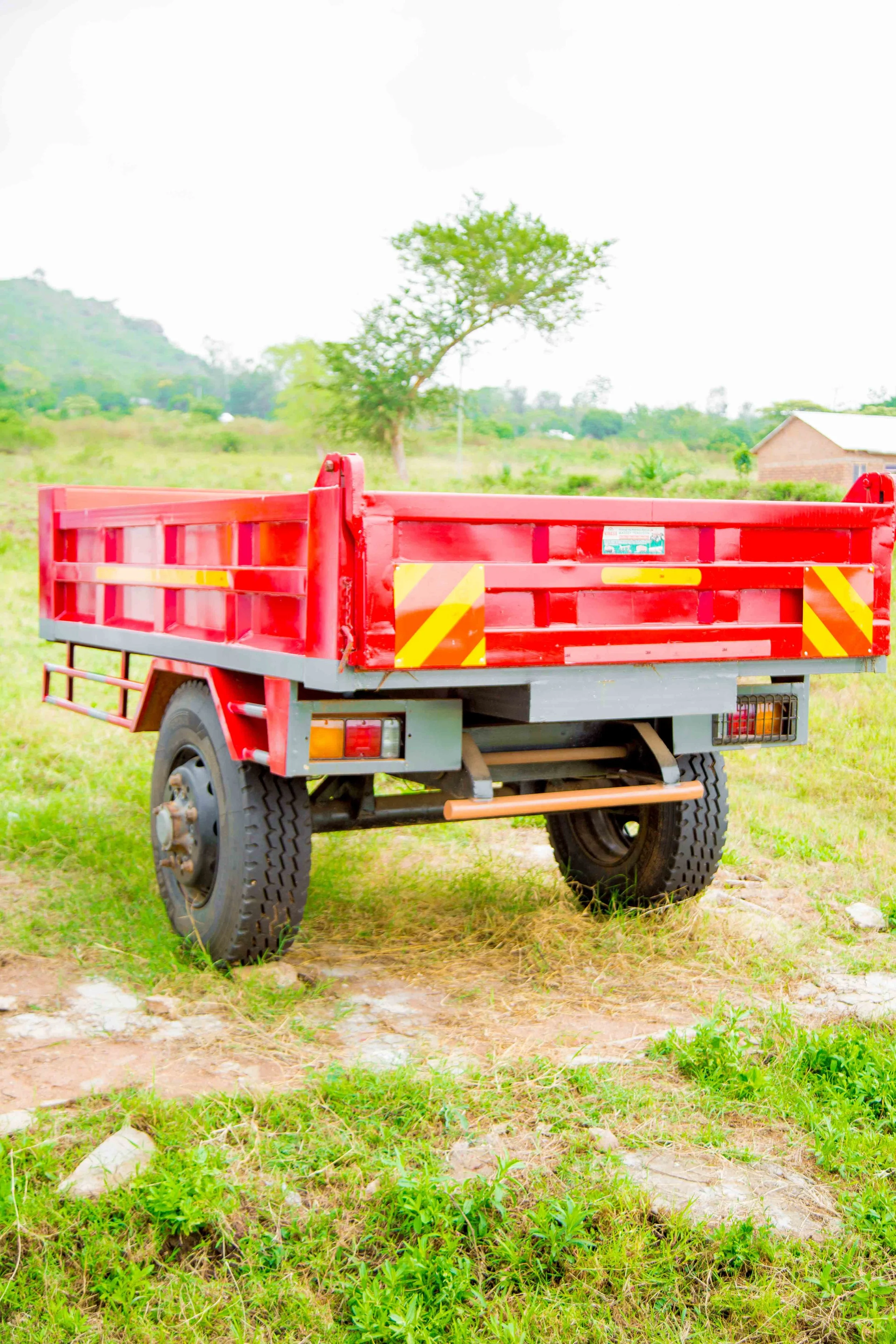 Red flatbed truck.