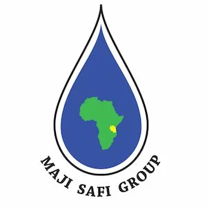 Maji Safi Group logo featuring a blue water droplet with African continent in a green.