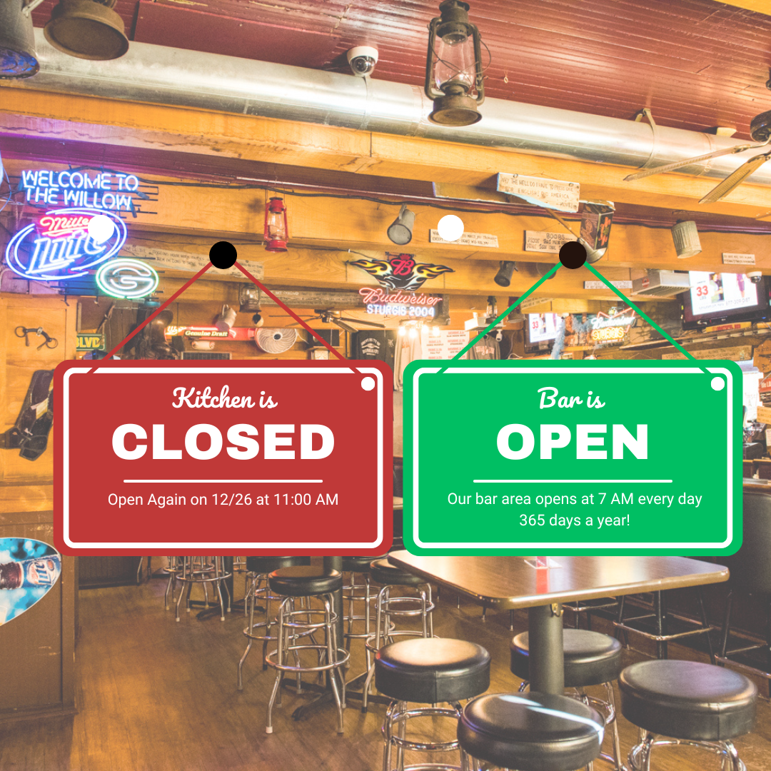 KITCHEN CLOSED ALL DAY - Pulled Pork Sandwiches Available