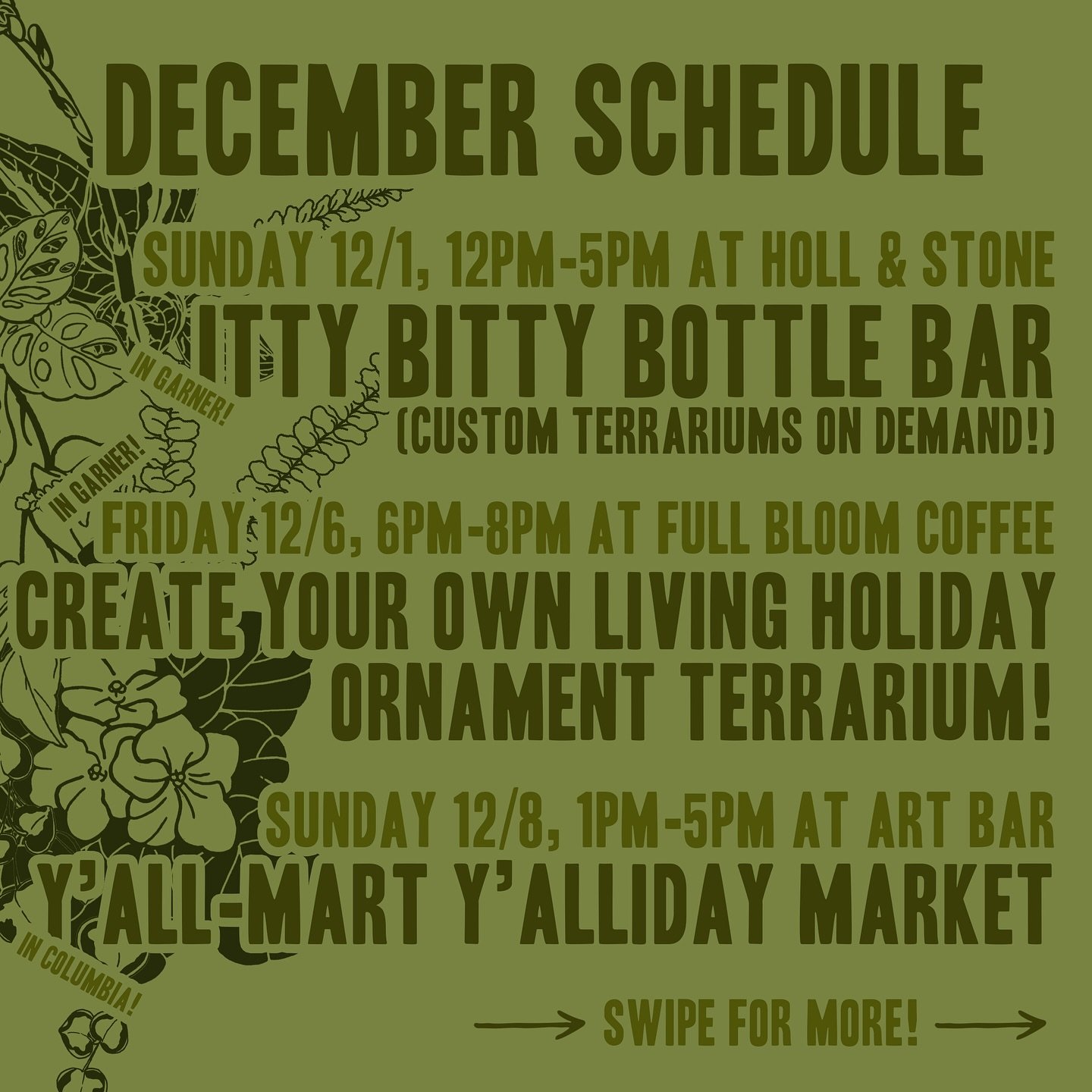🎉⏱️IT&rsquo;S CHAOS SEASON Y&rsquo;ALL 🎄🍾So apparently I only have *two* actual markets this month but still a whole bunch of stuff going on! And this isn&rsquo;t even all of it! 😉💀 Keep an eye out for additional events and pop up situations, es