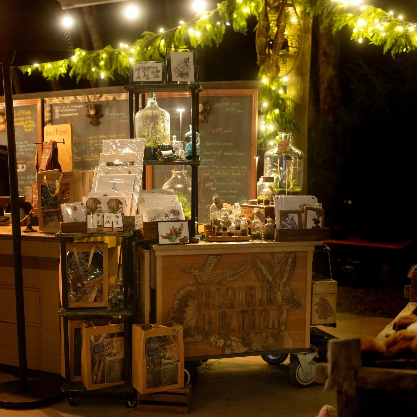 Just a lil festive setup at @hollandstone last weekend ✨ come see the big version there on Saturday from 10-5! 
.
#terrarium #glass #art #plants #moss #houseplants #vintage