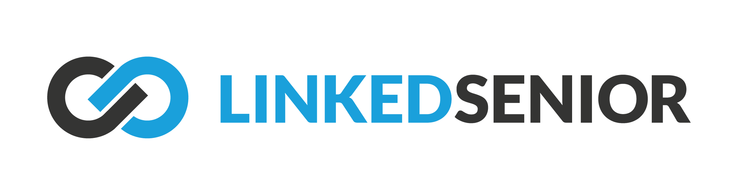 LinkedIn logo with black, blue, and gray design and text