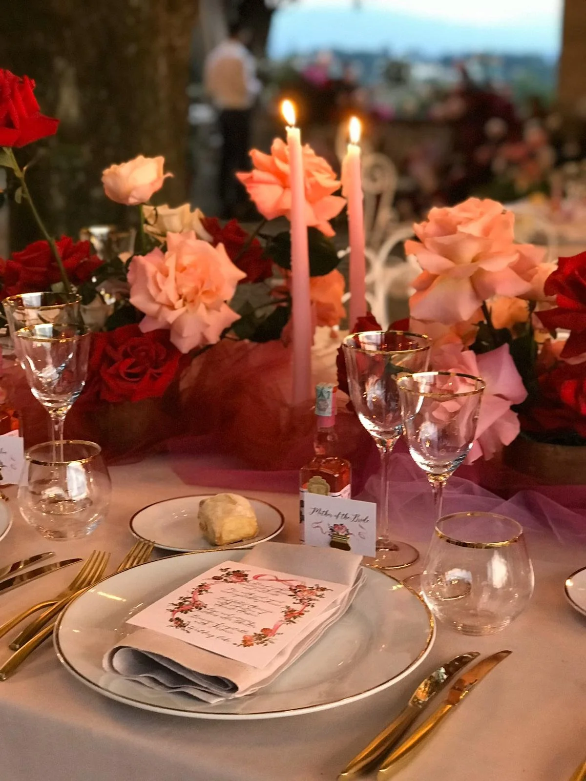 hand-painted wedding menu Florence Italy luxury invitation