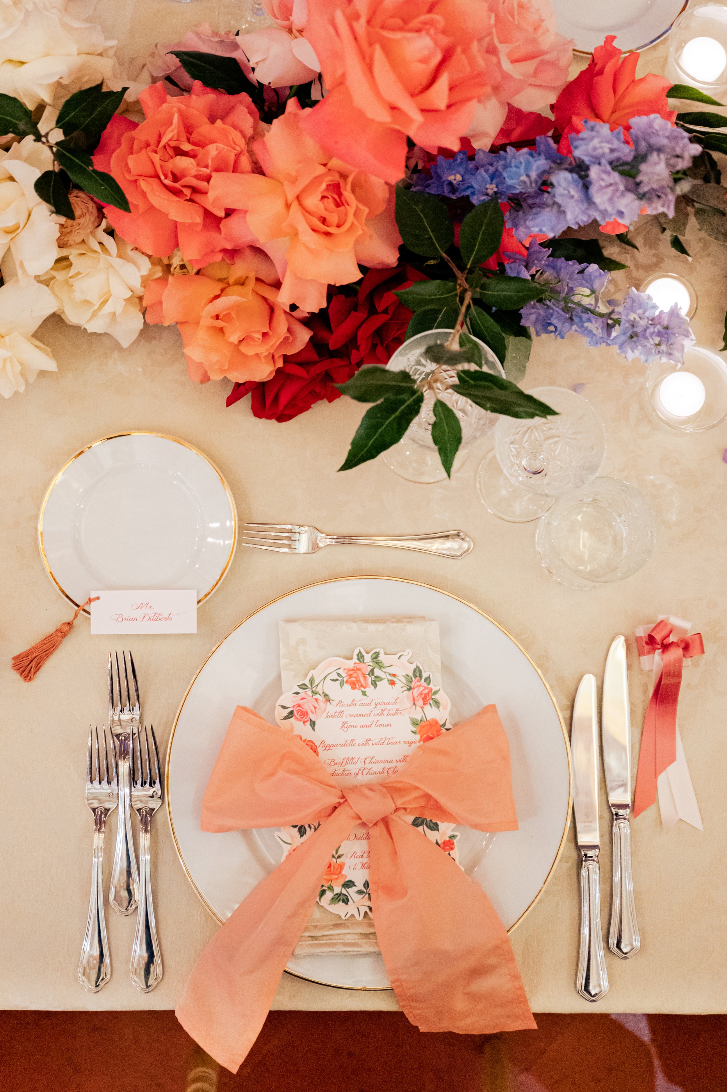 romantic wedding menu Villa Corsini Florence