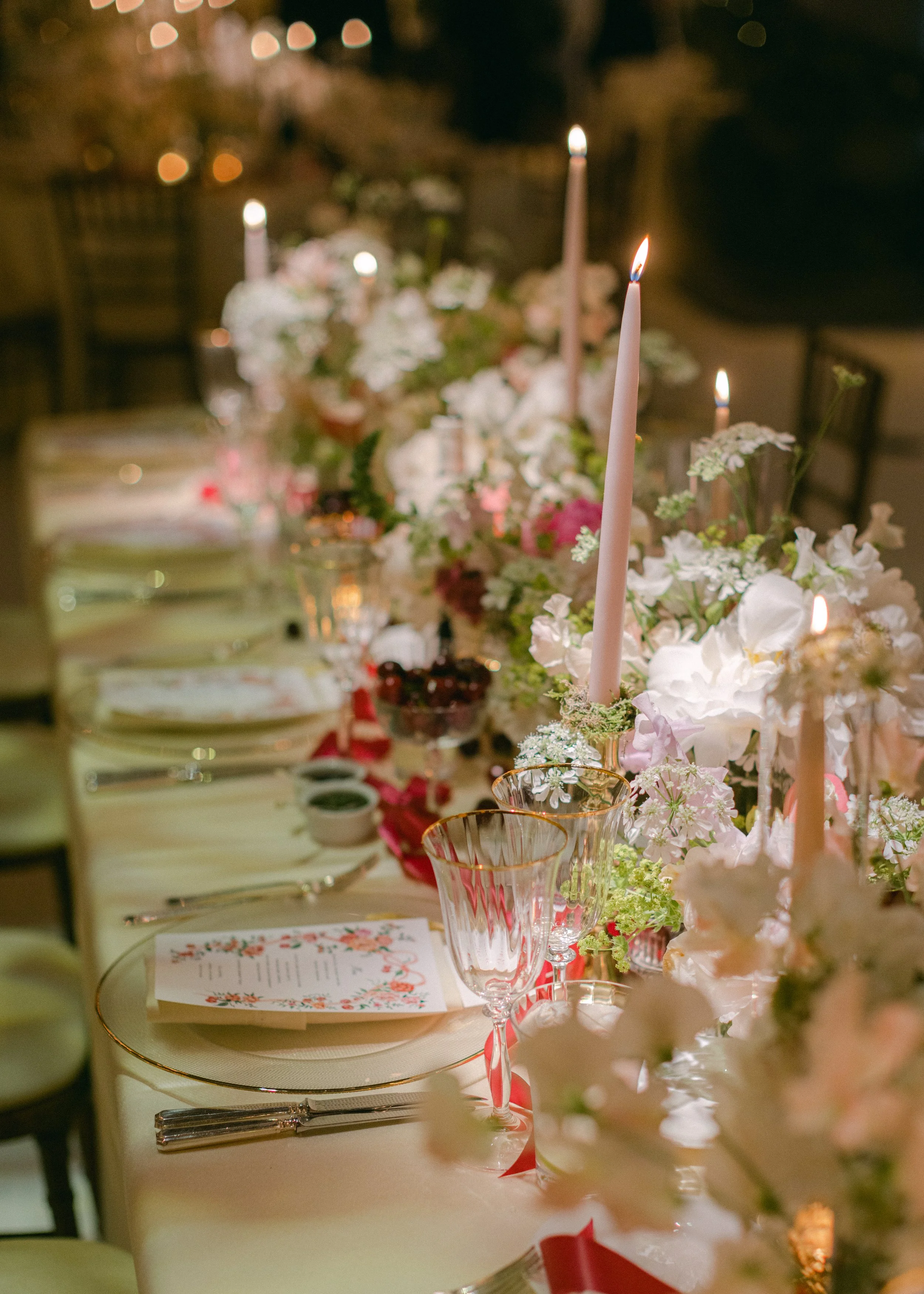 hand painted wedding menu London reception