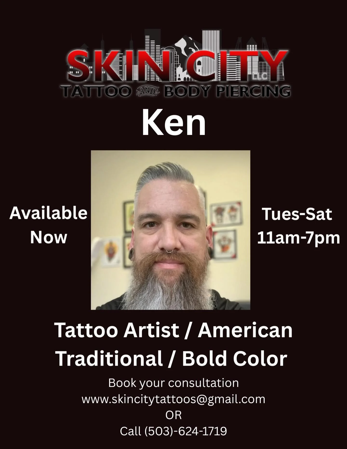 Artist @kenfisher13 American Traditional Style 🦅 
Clean . Classic . Bold . Solid Designs 
Available in studio Tuesday-Saturday 11am-7pm
Walk-in / consultations available 
Book online or call to schedule appointments 
&bull;
Ken&rsquo;s statement: &l