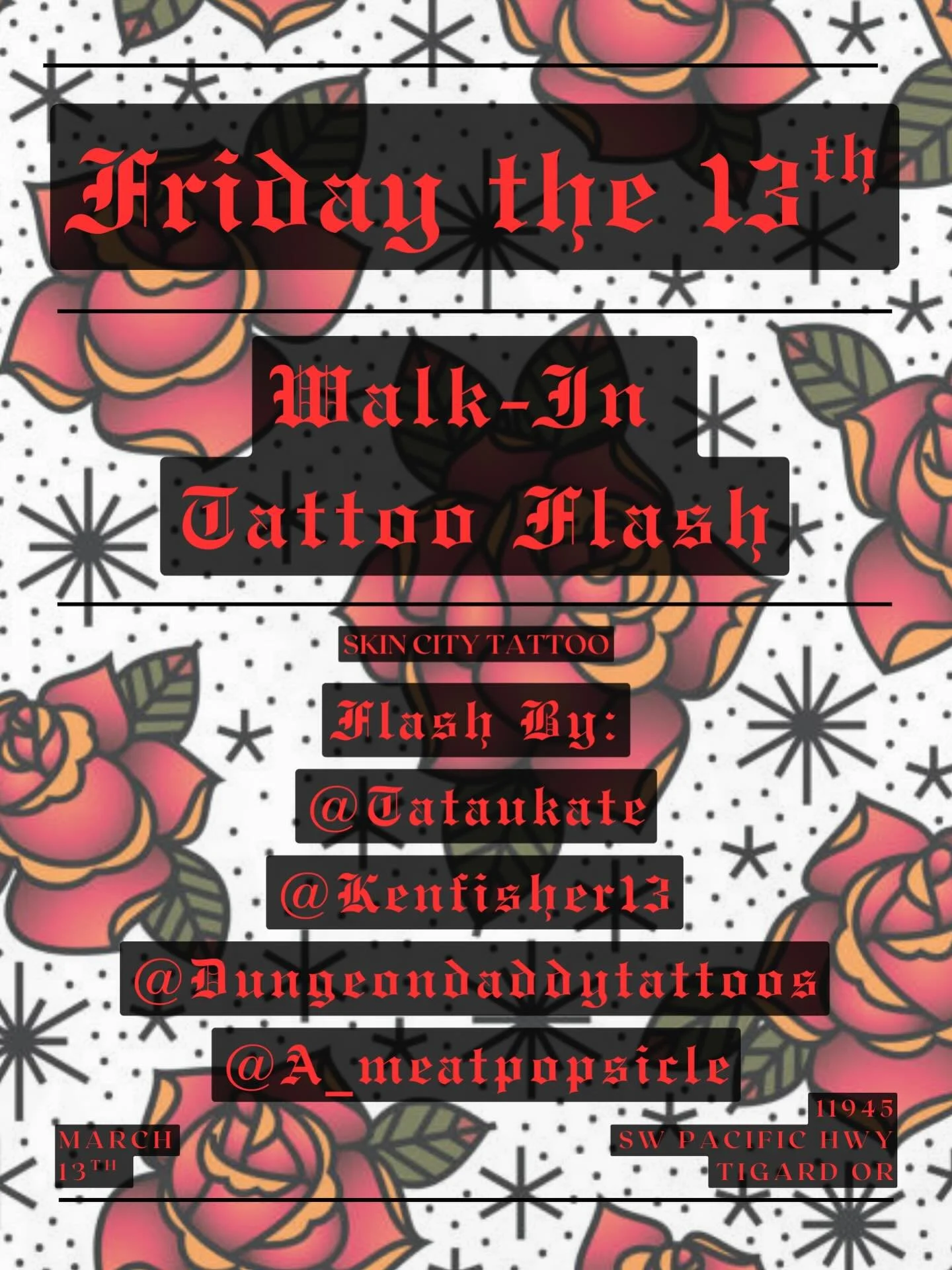 Friday the 13th Returns!
&bull;
We are gearing up for March&rsquo;s event falling onto Friday the 13th Returns! Offering up tons of designs from our amazing artists in studio so be sure to mark down the date &amp; come through for some epic art. Tatt