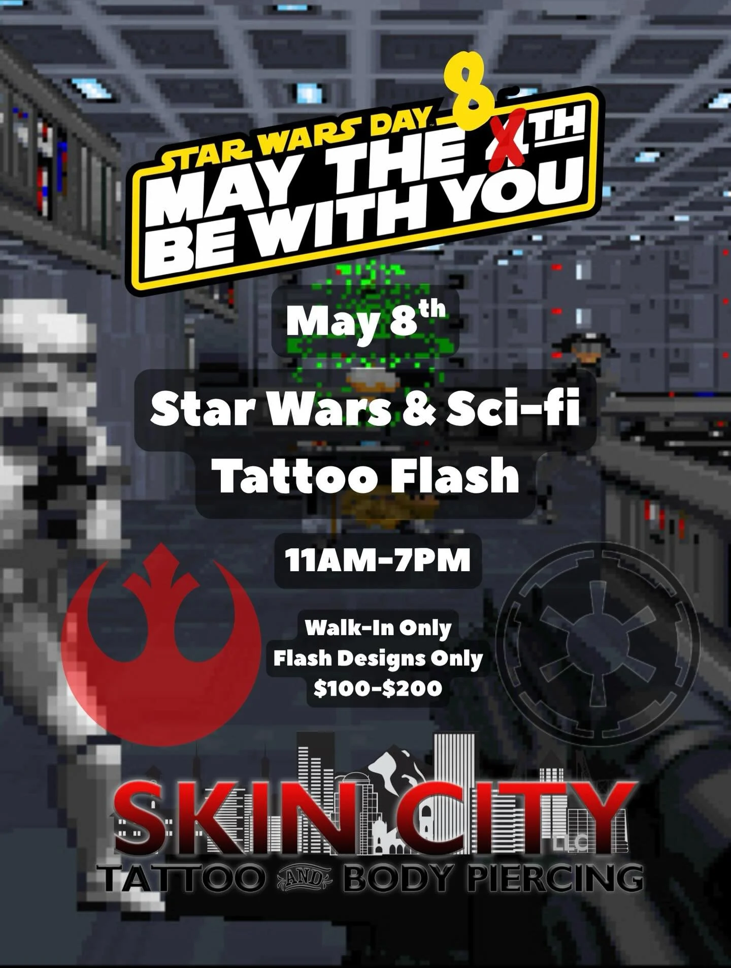 May the 8th be with you!!!!
&bull;
Tattoo Flash day is upon us once more &amp; to bring forth the nerd in you we are lining up some Sci-fi styled &amp; Star Wars themed flash that will be available May 8th!
&bull;
Artists: @newsom_arts @tataukate @ke