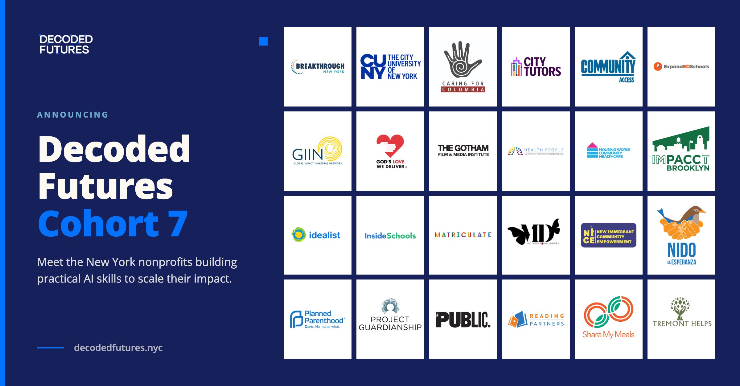 Tech:NYC’s Decoded Futures Welcomes Seventh Cohort, Helping 24 Nonprofits Put AI to Work