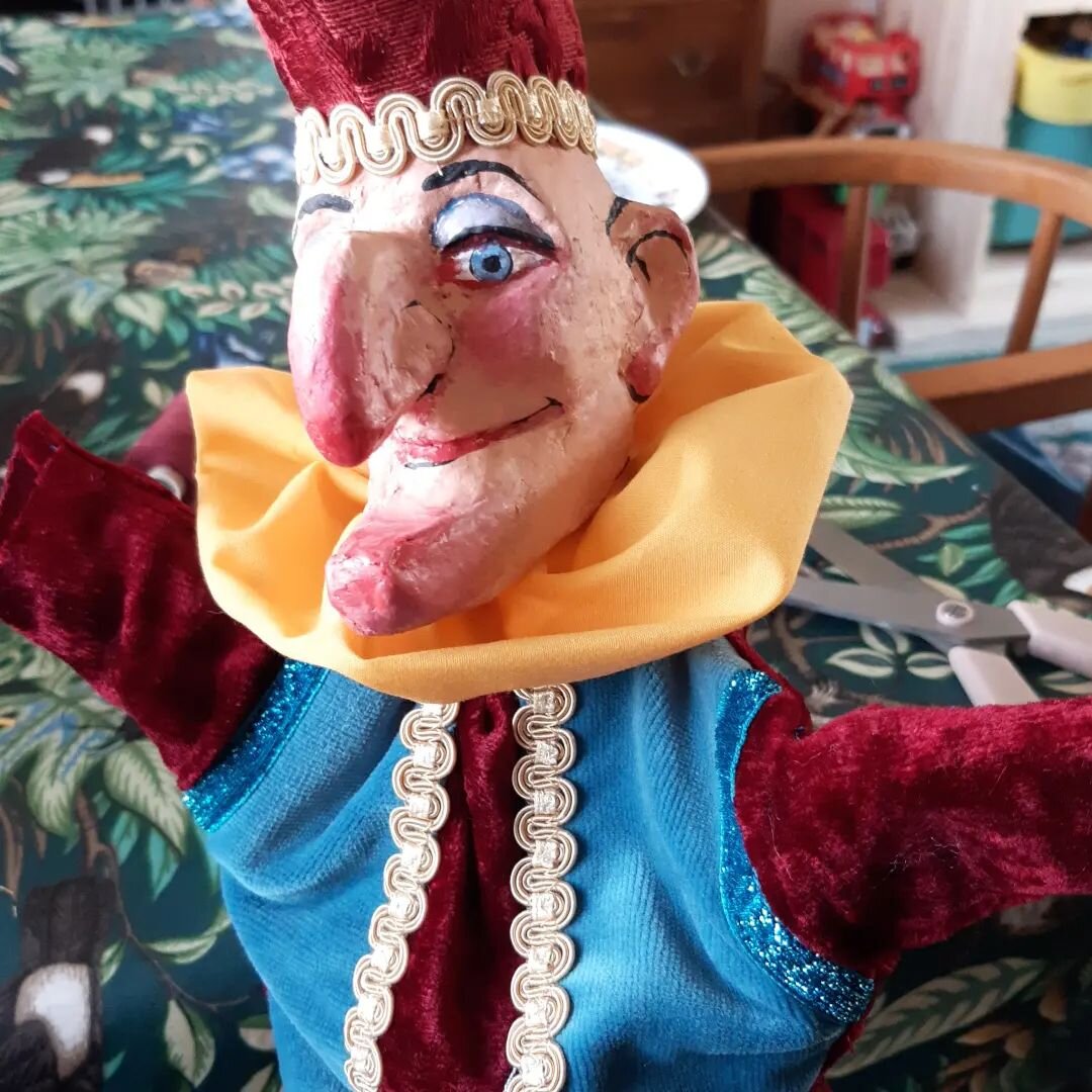 Another Puppet. Nearly there with Punch. Just felt hands needed and maybe a bell on his hat. #punchandjudy #punchandjudyshow #feltpuppets #papiemache #paperclay #upcyledfabric