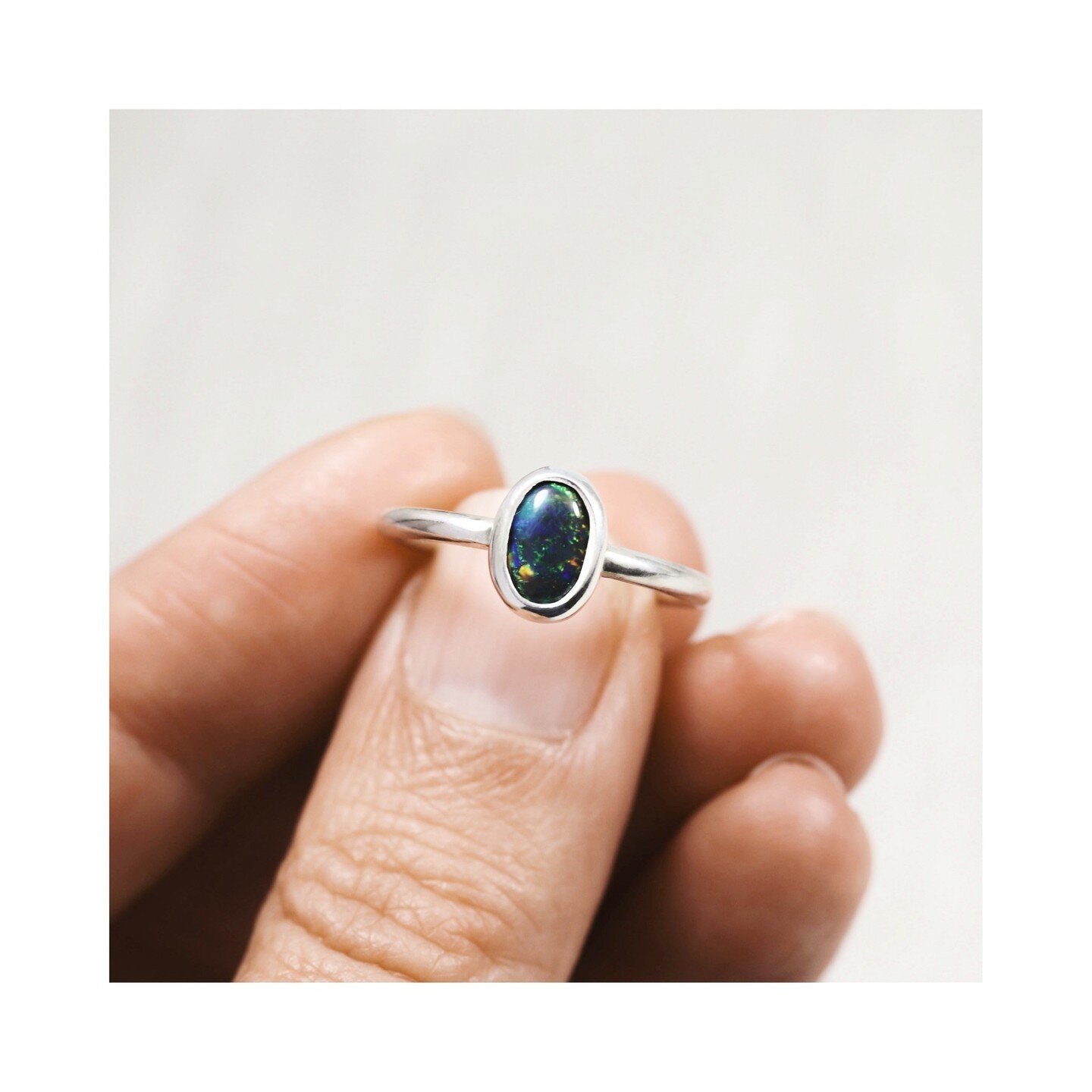 Black aussie opal set in sterling silver 
Now available via our website
Size M 1/2

#blackopal #arborjewellery #sustainablejewellery #blackopalring