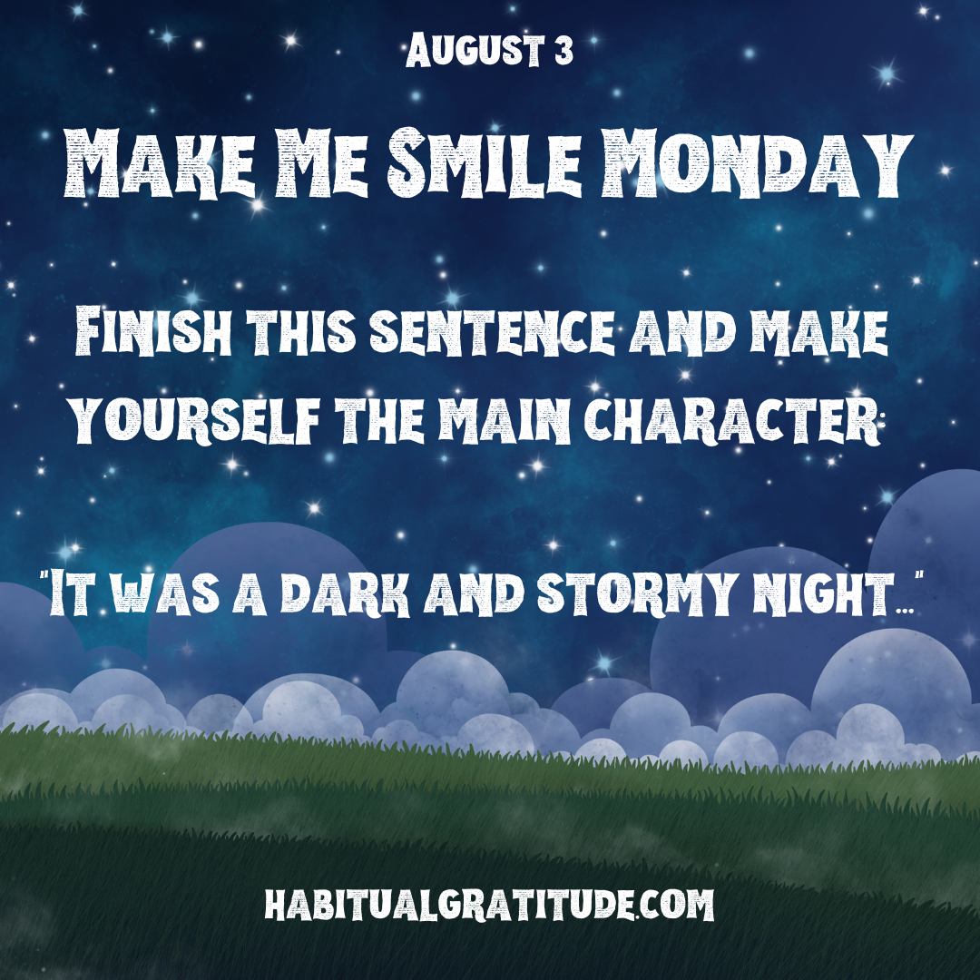Finish this sentence and make yourself the main character…”It was a dark and stormy night…”