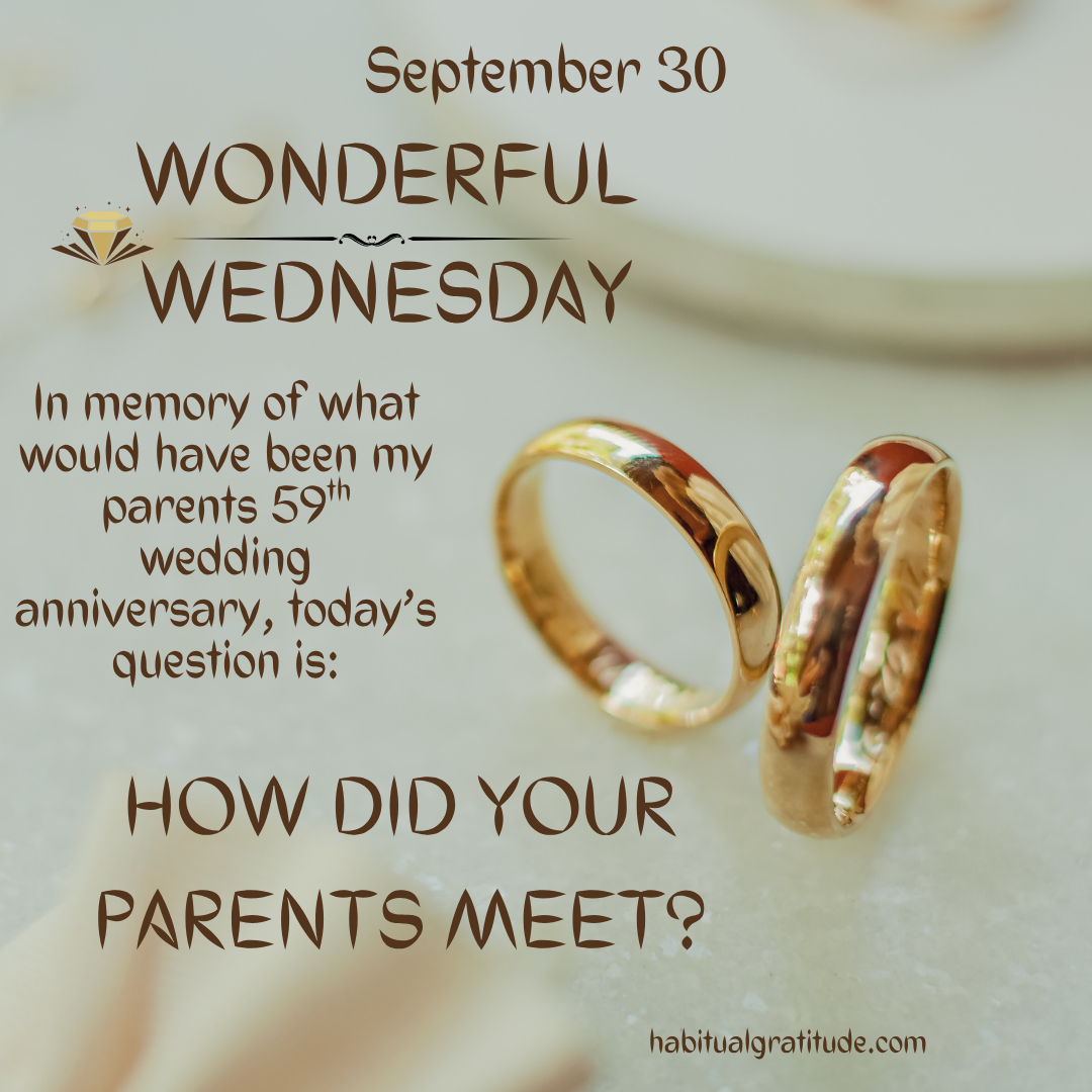 In memory of what would have been my parents 59th wedding anniversary, today’s question is, How did your parents meet?