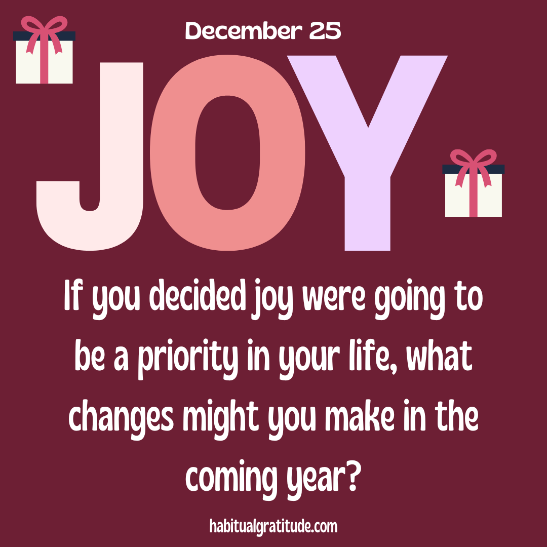 If you decided joy were going to be a priority in your life, what changes might you make in the coming year?