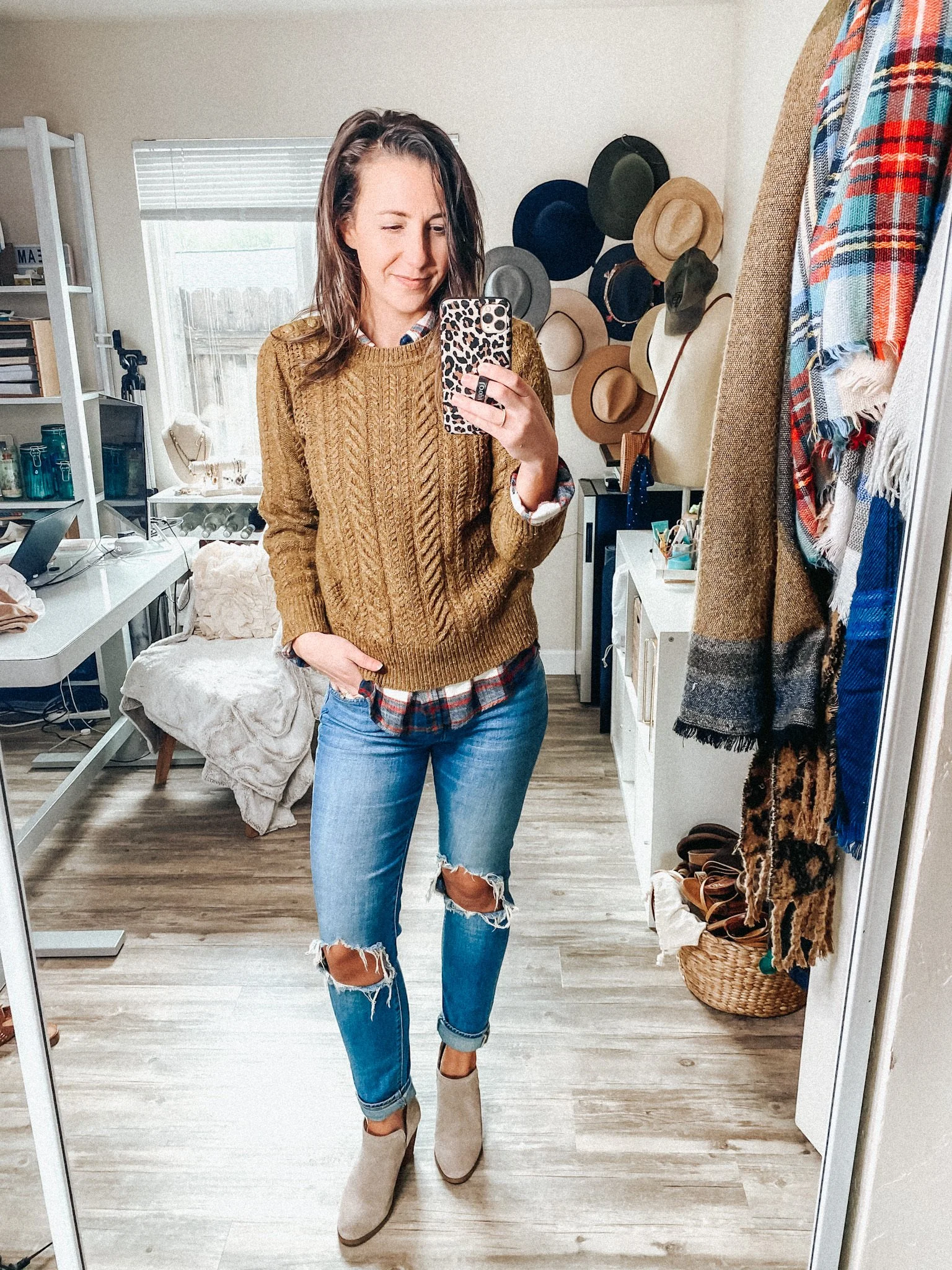 sweater with flannel over