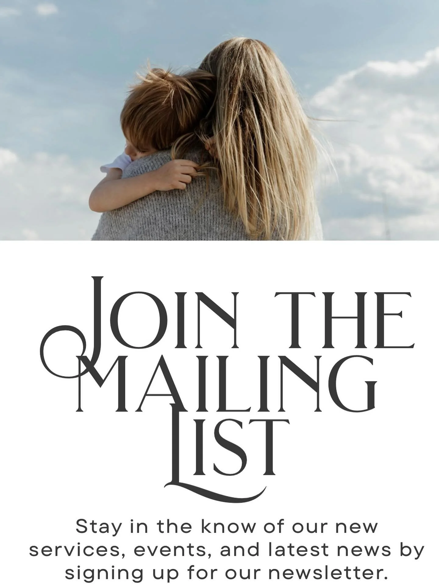 Are you on our mailing list for our monthly newsletter? If not, sign up here&mdash;we promise not to spam you! 

https://lifeafterbirth.myflodesk.com/y3mnyro5qh