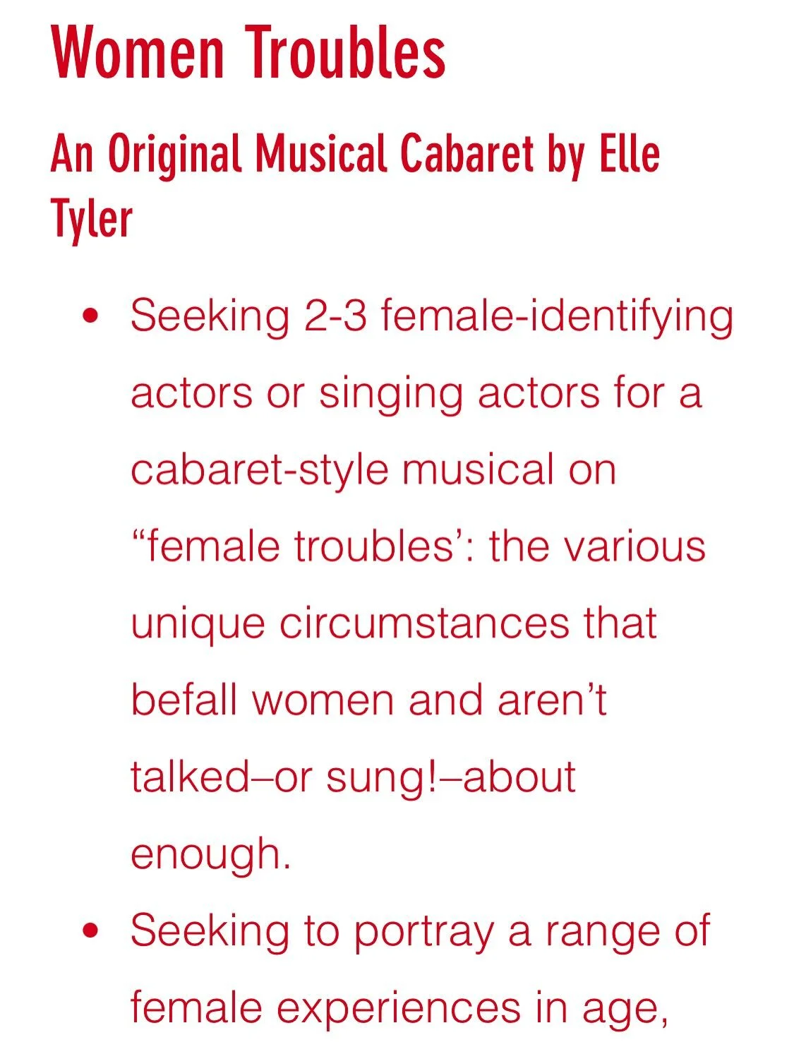 Indy Actors!! I&rsquo;m SO excited to be developing a piece for FemmeFest this spring, and I need your help!! Swipe for details; visit bettyrageproductions.com for details or message me!! Auditions are January 14!!

@bettyrageproductions @iftheatre_i