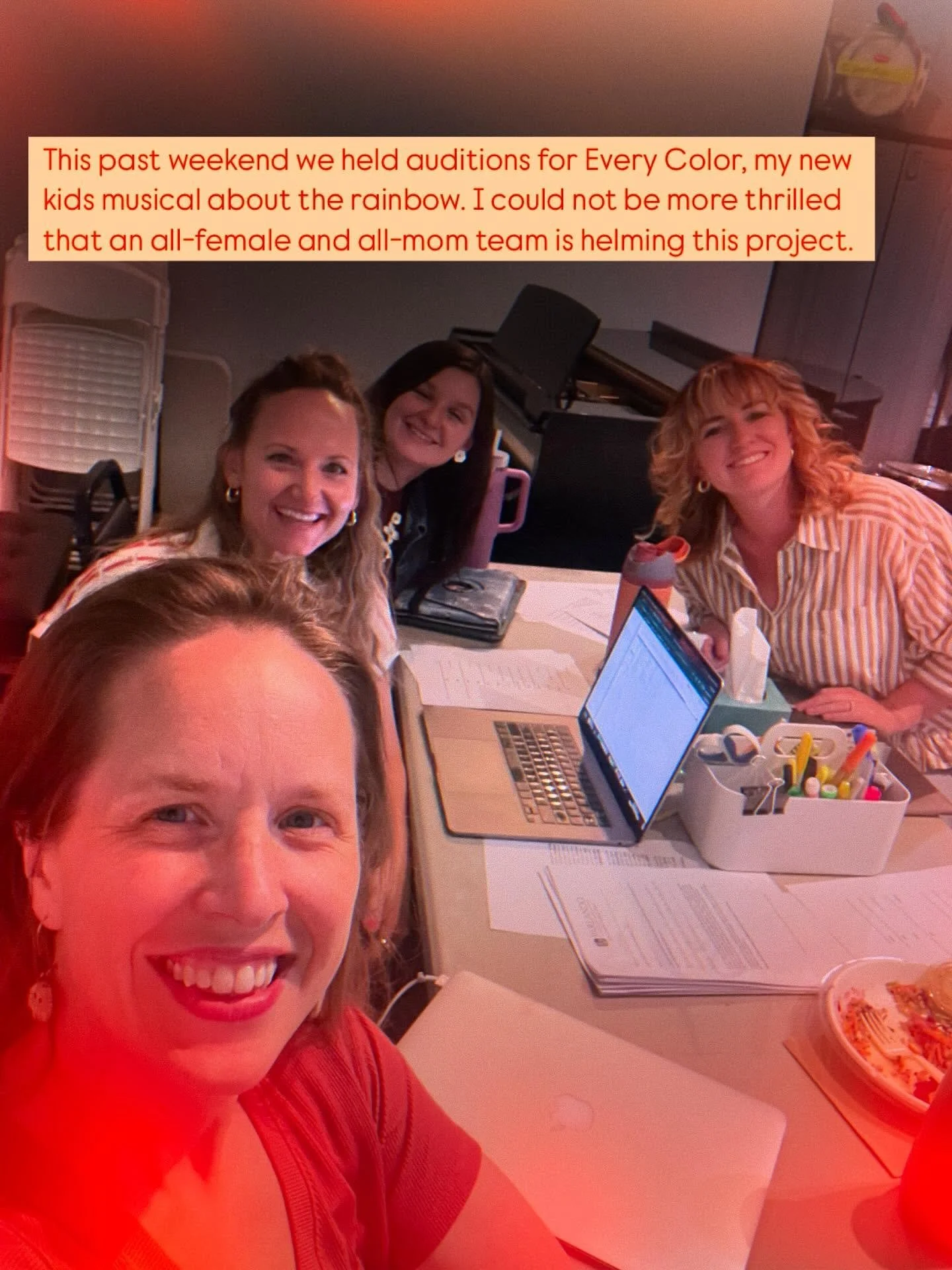 This past weekend, we held auditions for my new musical Every Color at @parlandoboulder ✨🌈 I&rsquo;m so thrilled that this project is helmed by an all-female and all-mom team. @ace.reichelt and @kailynmartino bring so much expertise, grace, excellen
