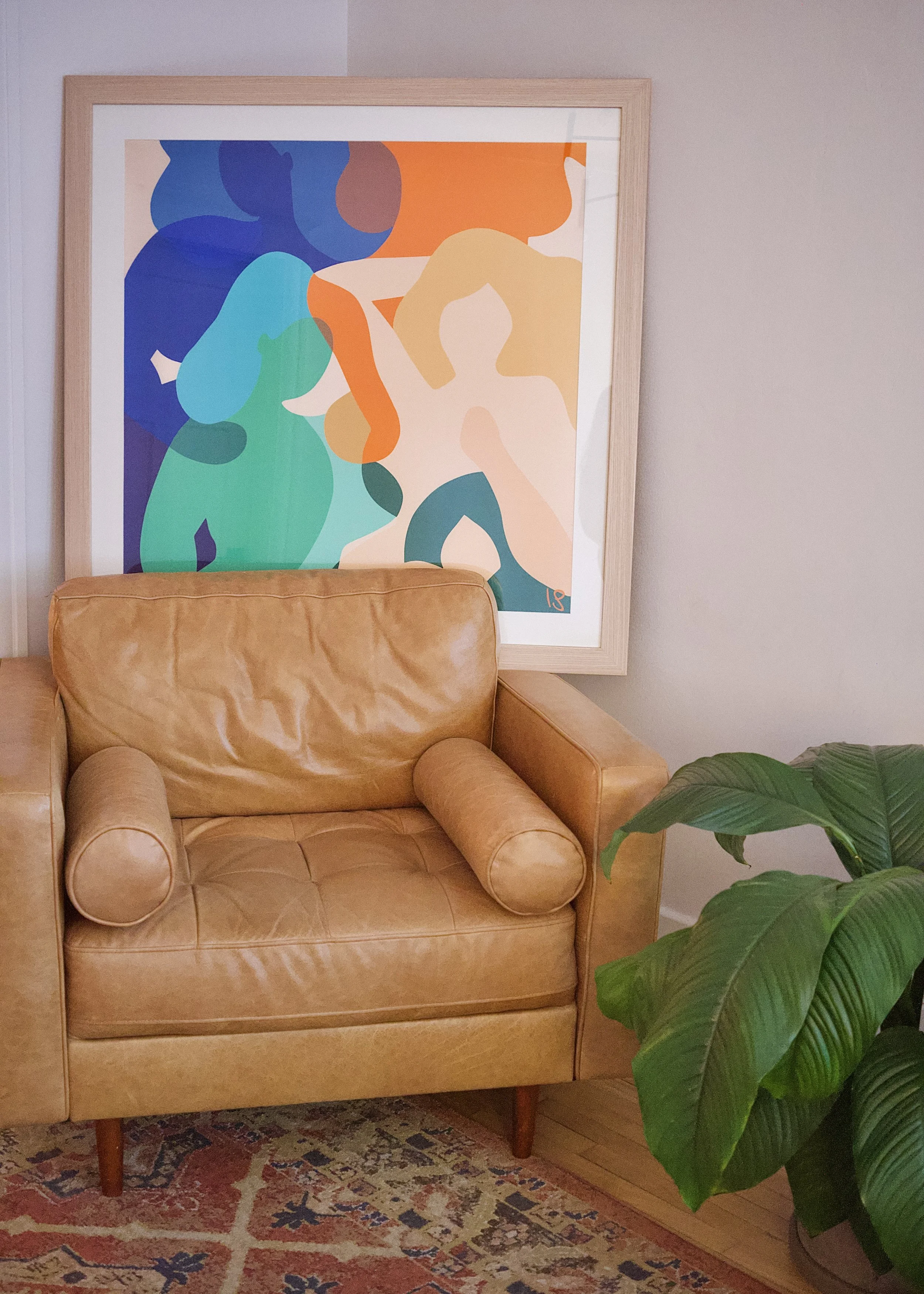 “Femmes de feu” - Silk Scarf Framed 90 x 90 cm